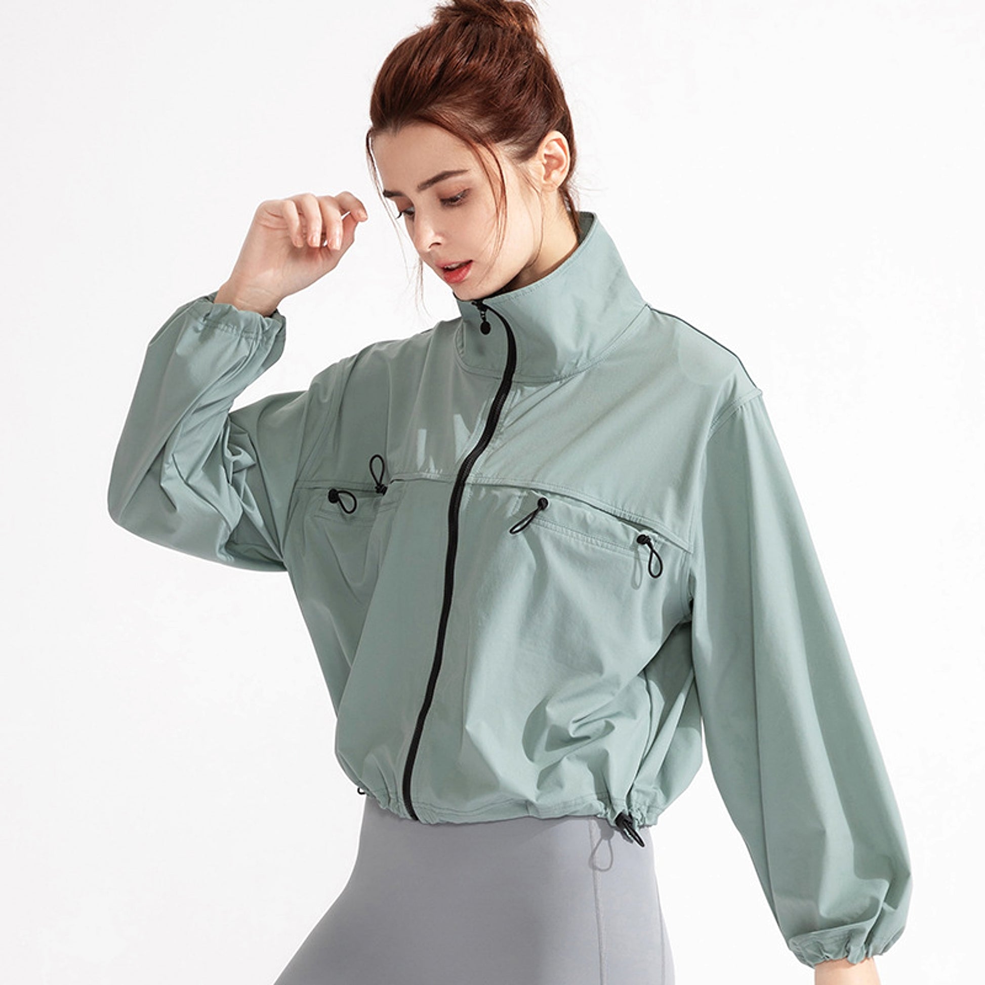New Pocket Zipped Sports Coat Sun-proof Yoga Jacket Quick-drying Running Outdoors Workout Clothes Long-sleeved Top For Women - enhanced image 5