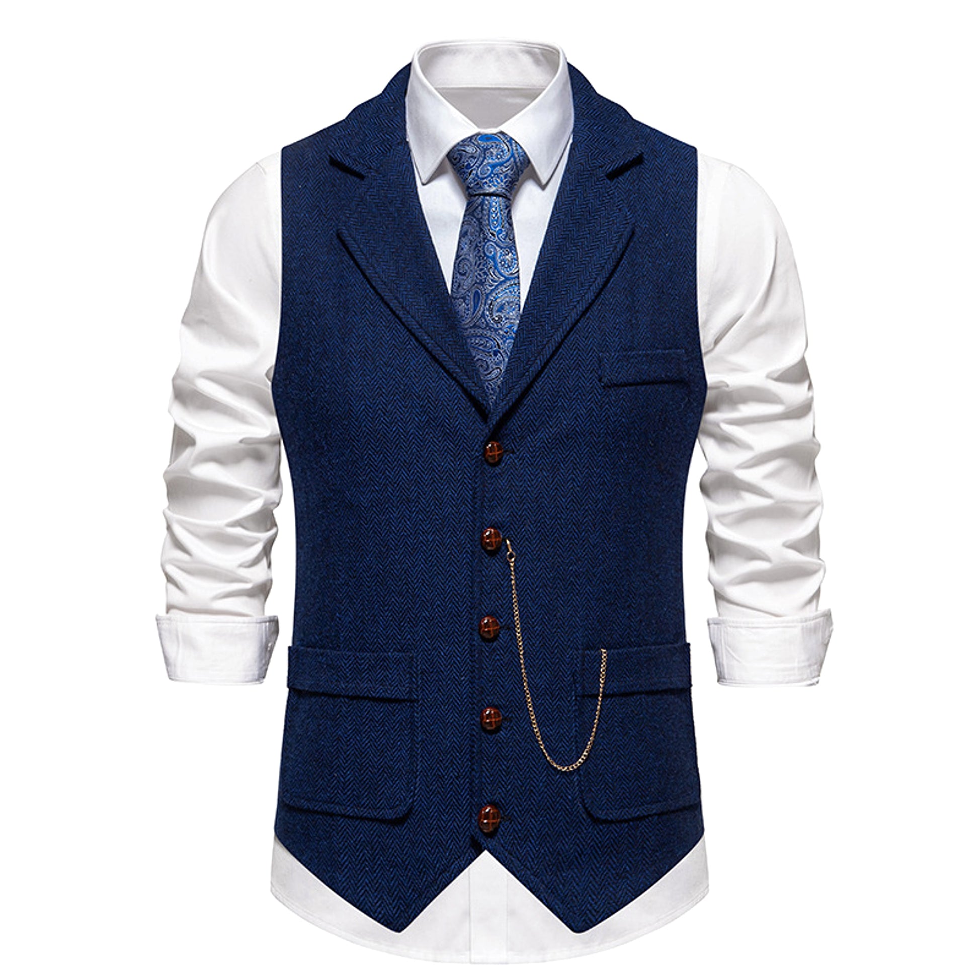 New Retro Herringbone Casual Vest Multi-pocket Tough Guy Vest - enhanced image 5
