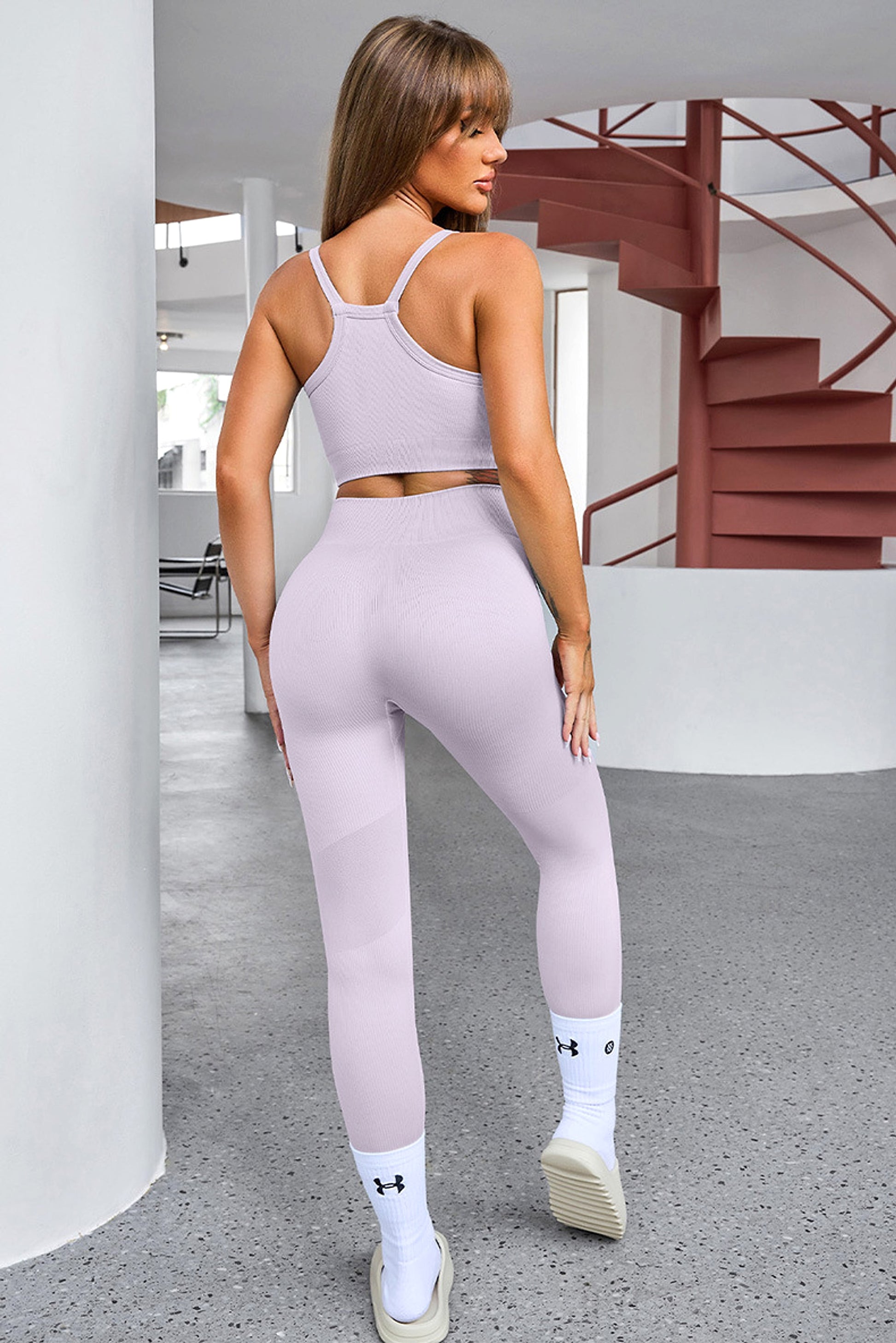 New Solid Color Sleeveless Sports Suit Women Leggings - enhanced image 5