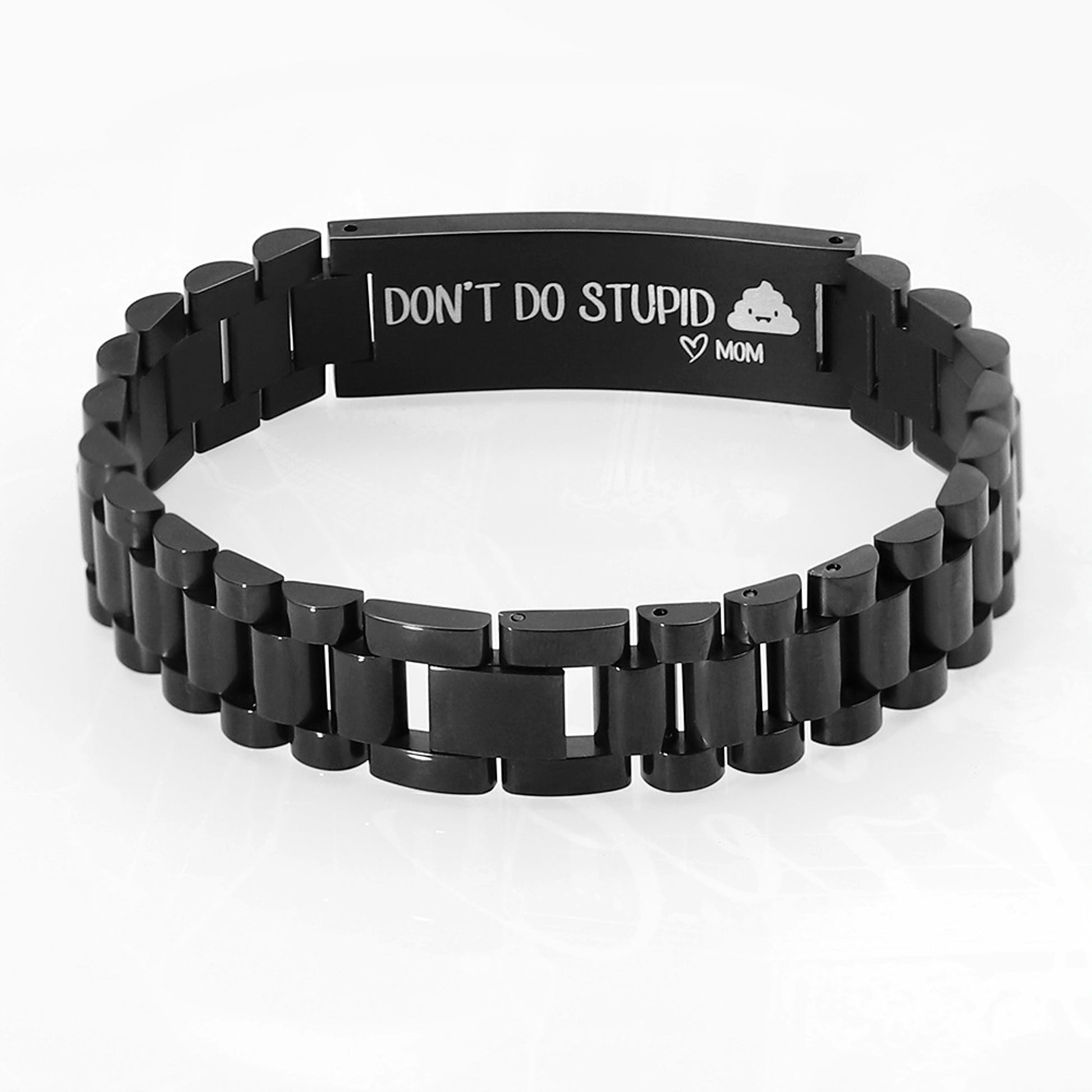 Men's Stainless Steel Black Strap Lettering Bracelet – Stylish & Durable - enhanced image 5