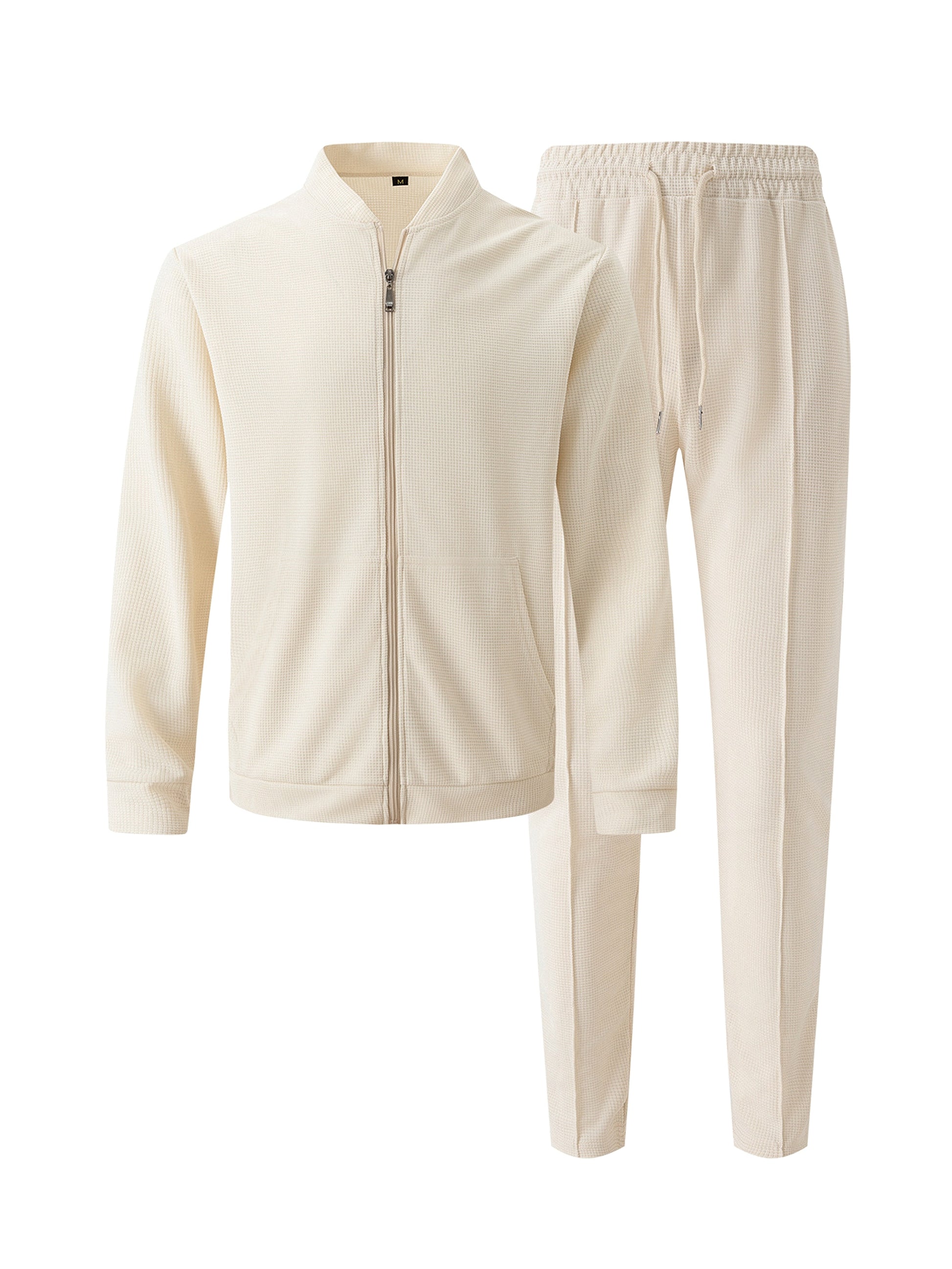 New Waffle Baseball Uniform Pocket Zipper Jacket Coat Set - enhanced image 5