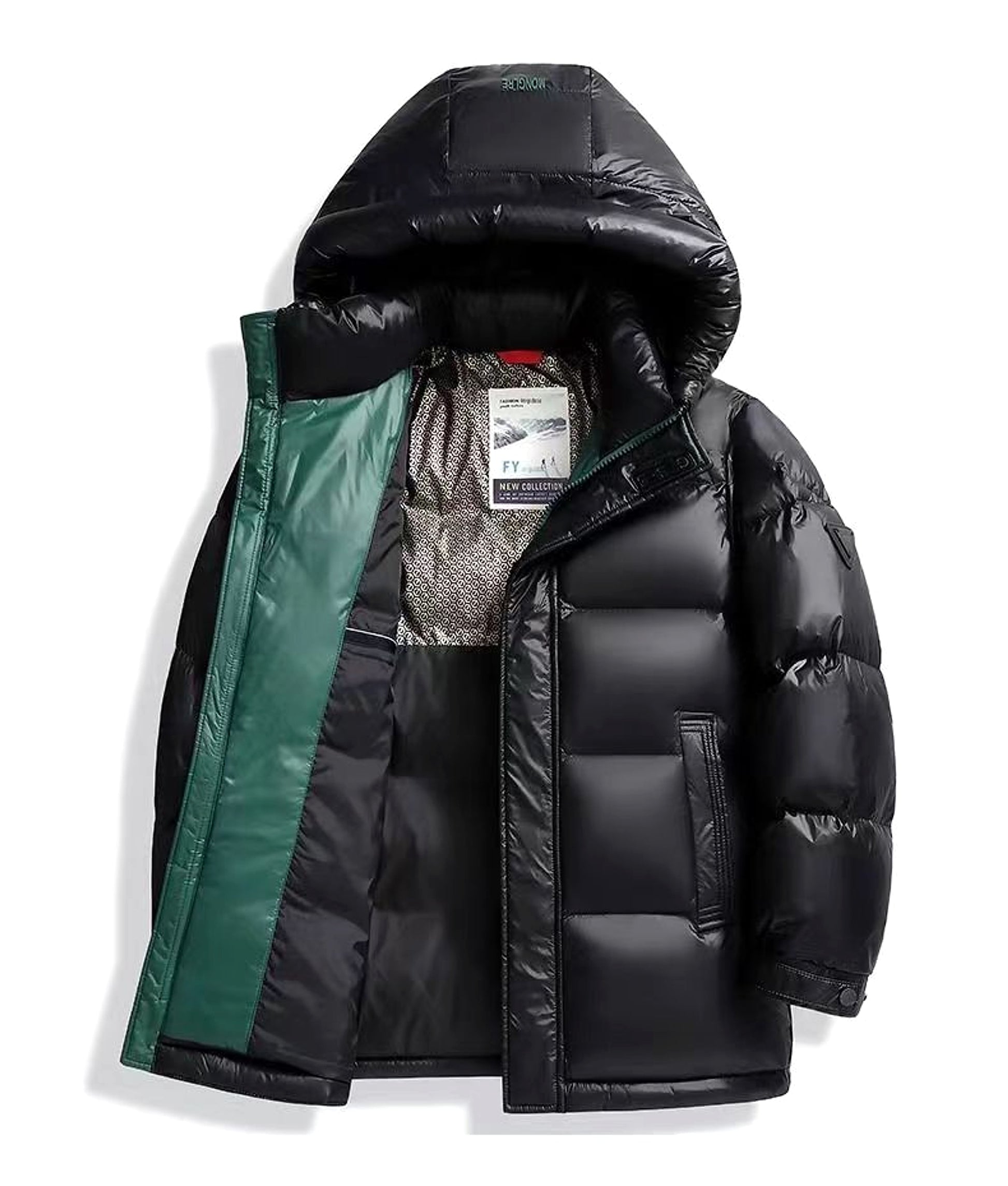 New Winter Down Jacket Men's Duck Down Cold-proof Black Gold Graphene Disposable Hooded Jacket - enhanced image 5