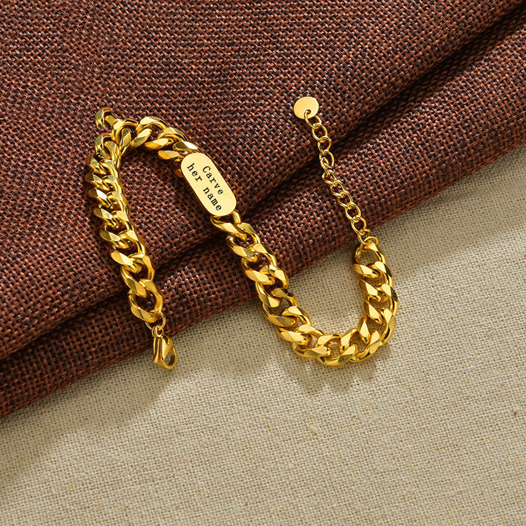Oval Men's Engraved Bracelet DIY Personality - enhanced image 5