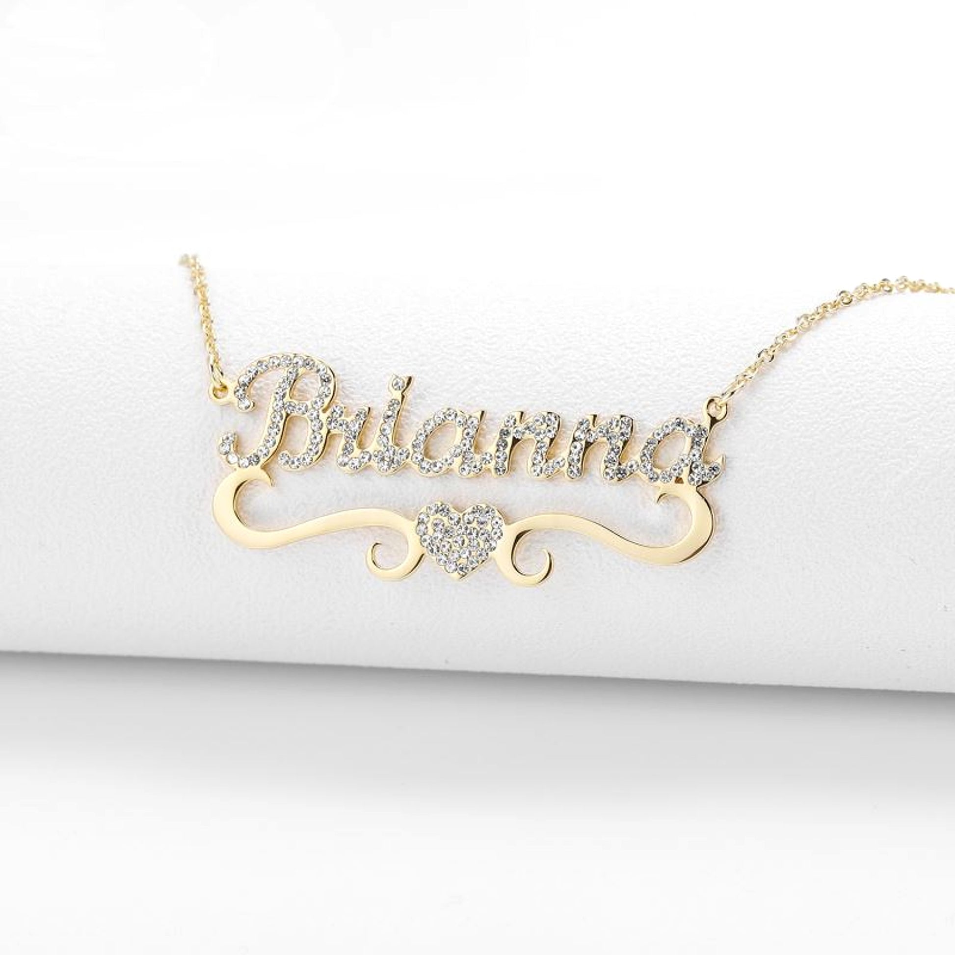Personalized Heart Iced Out Name Necklace – Butterfly Pendant - enhanced image 5