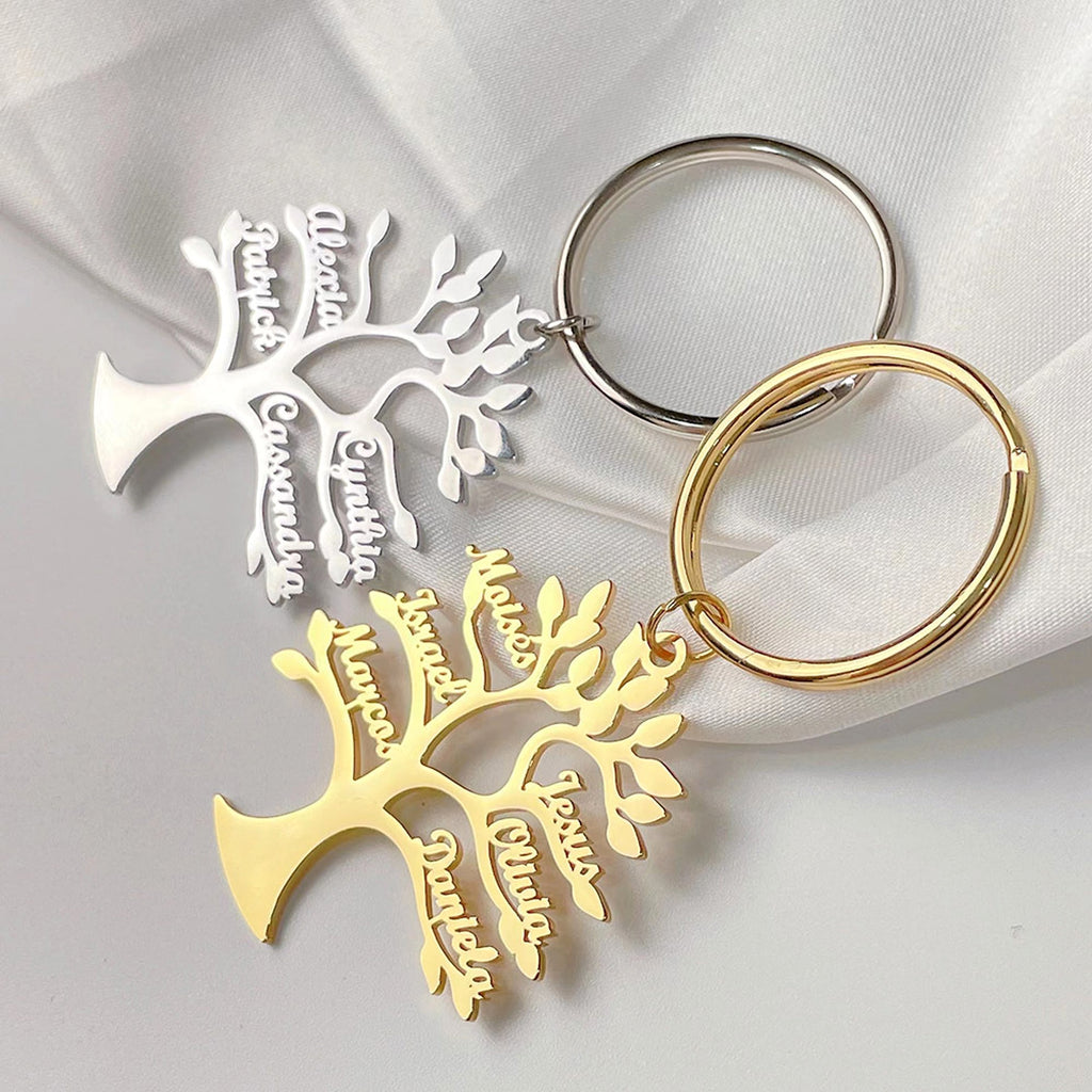 Personalized Tree of Life Keychain – Custom Stainless Steel Name Keyring - enhanced image 5