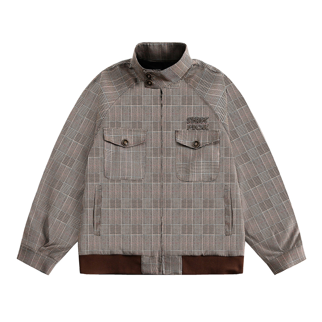 Plaid Loose-fitting Stand-up Collar Jacket Men And Women - enhanced image 5