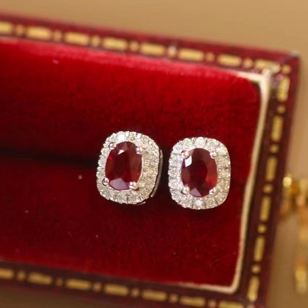 ❤️‍🔥 HF™ – Pigeon Ruby Studs | 18K Royal Edition - enhanced image 5