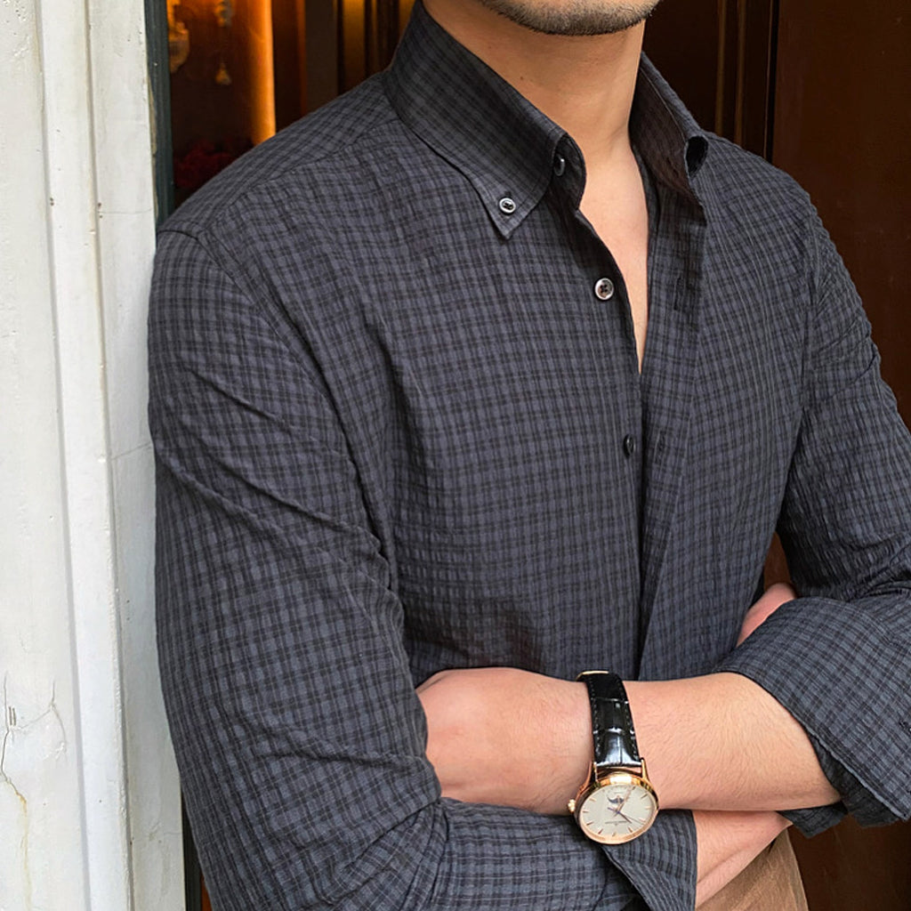 Retro Breathable Wrinkle Resistant DressShirt Italian Men - enhanced image 5