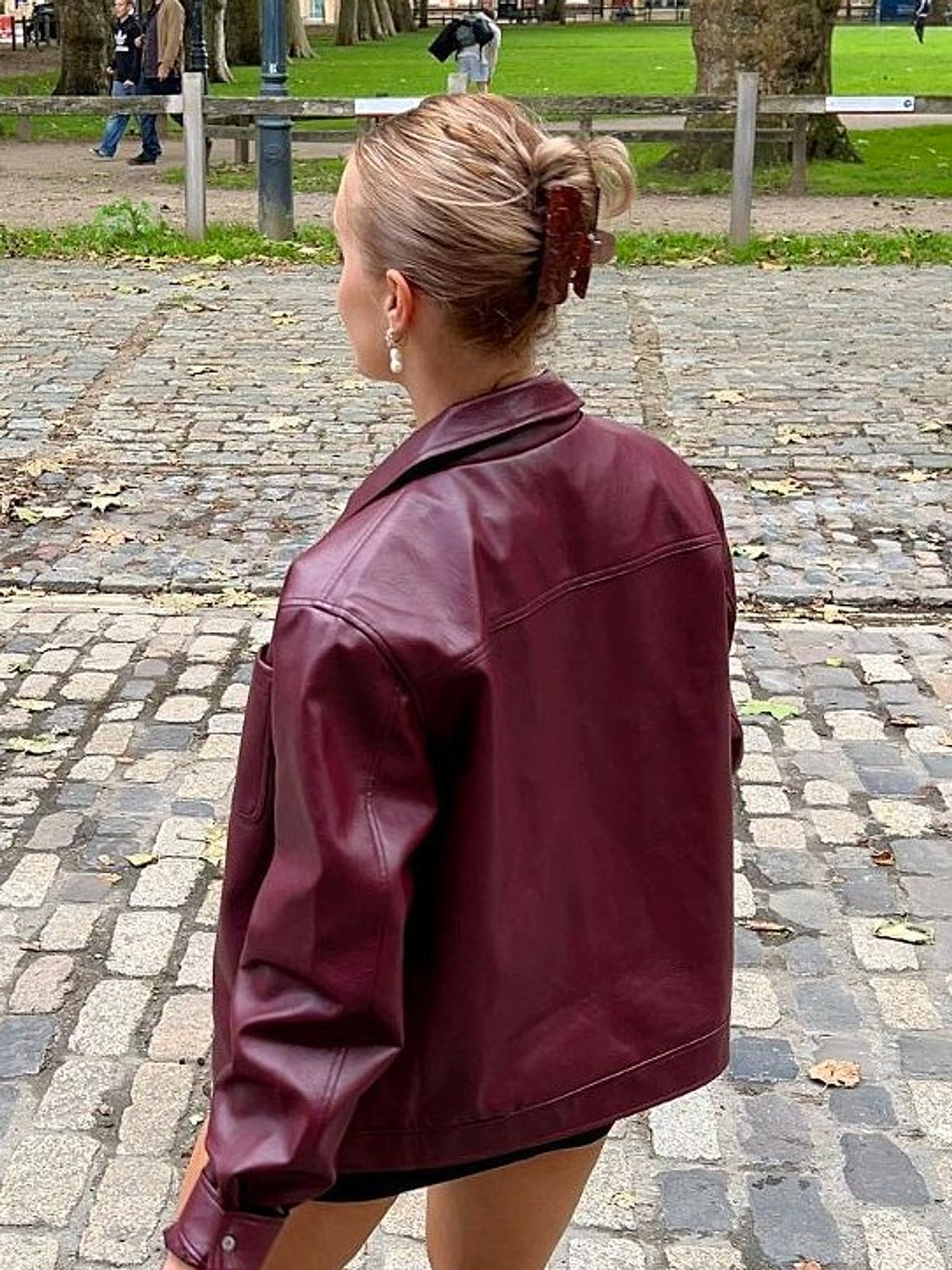 Retro Fashion Polo Collar Advanced PU Leather Jacket Coat - enhanced image 5
