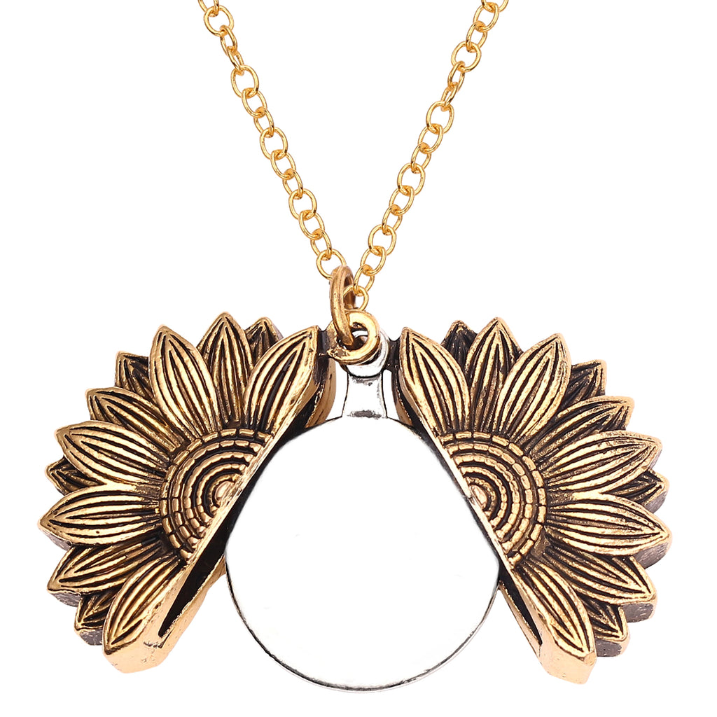 Retro Necklace Cross-border Sunflower Can Double-layer Lettering - enhanced image 5