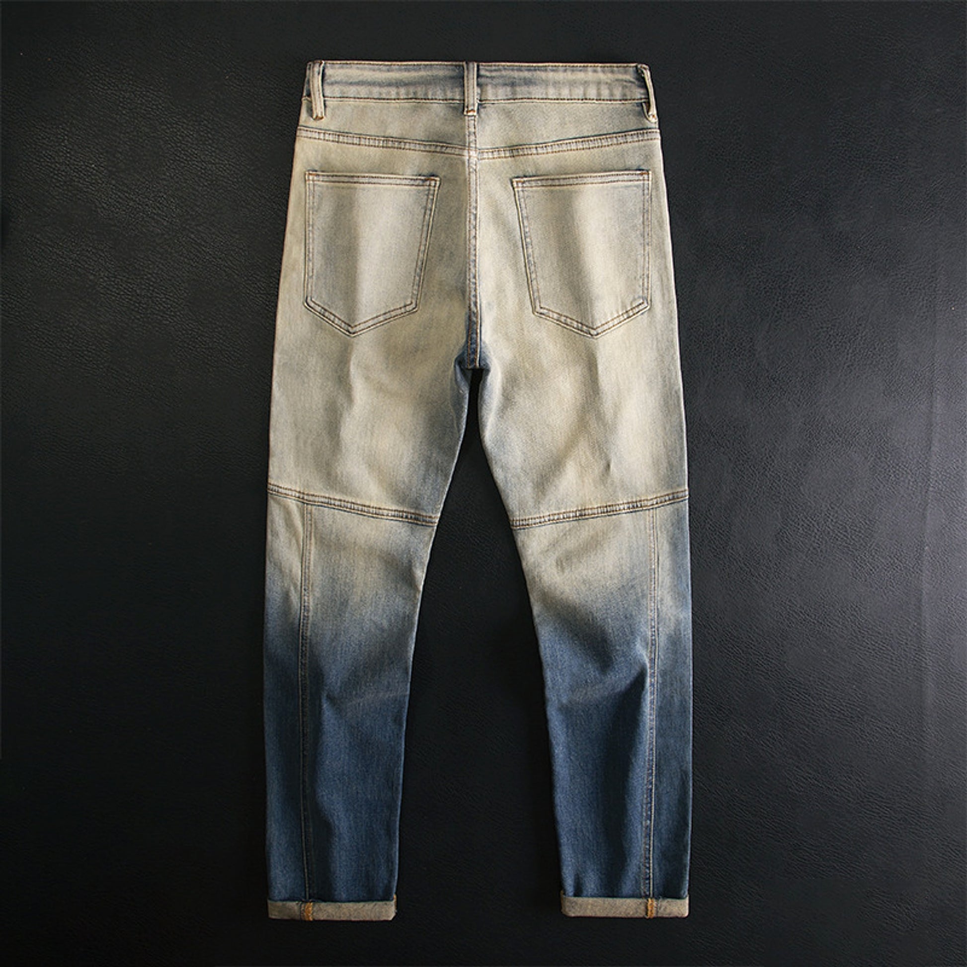 Retro Patchwork Motorcycle Jeans Men - enhanced image 5