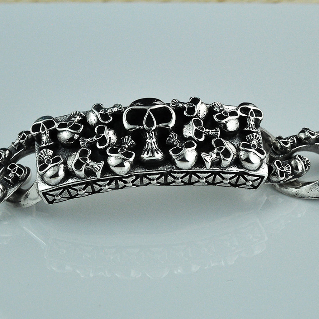 Retro Punk Fashion Men's Silver Hip-hop Bracelet - enhanced image 5