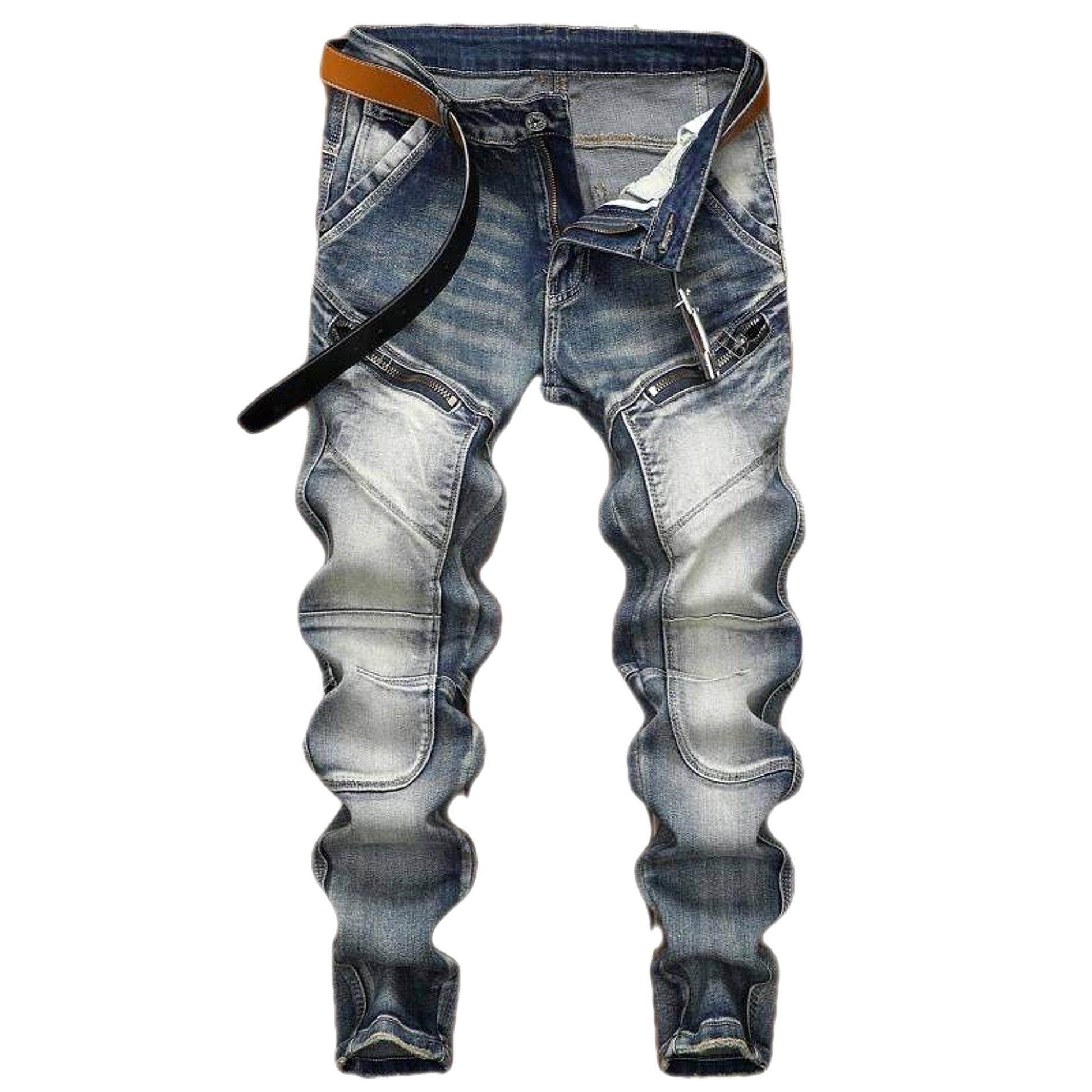 Retro Straight Motorcycle Motorcycle Pants Men Jeans - enhanced image 5