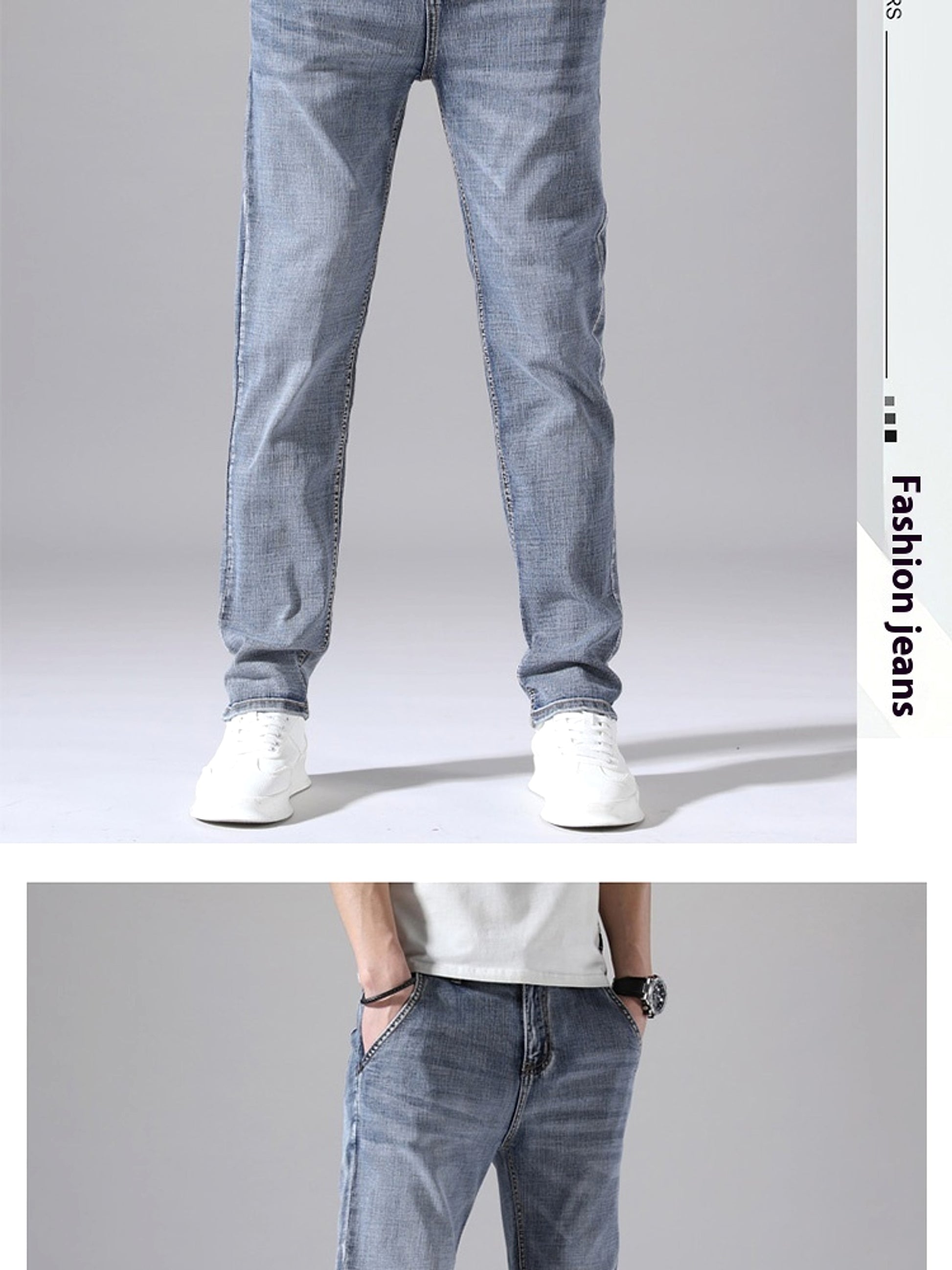 Retro Thin Jeans Straight Loose Casual Trousers Men - enhanced image 5