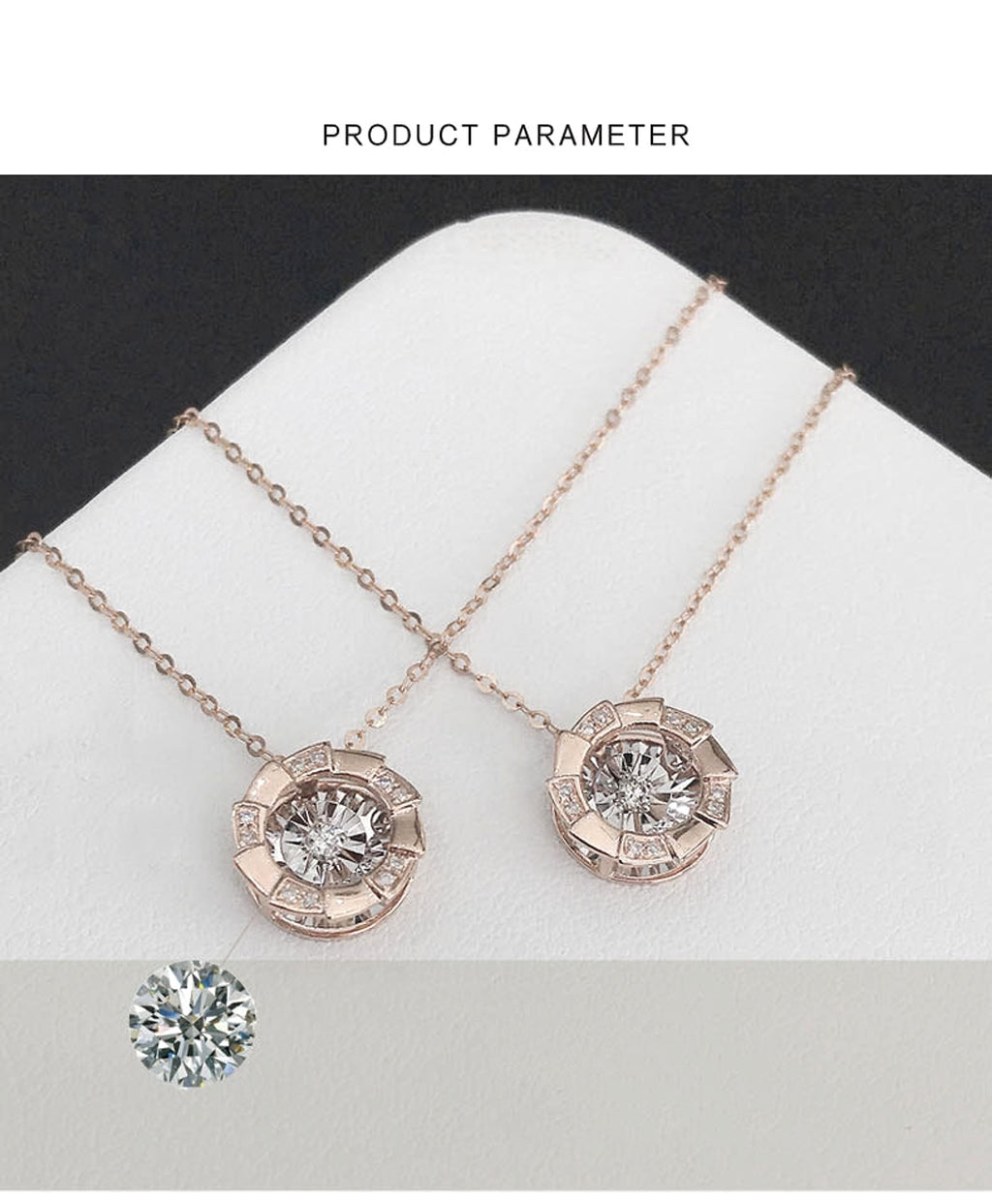 Rose Gold Pulsatile Heart Diamond Pendant Clavicle Chain - enhanced image 5