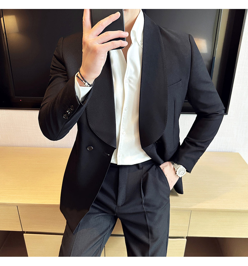 RoyalElite™ Men's Suit – Double-Breasted Business Elegance - enhanced image 5