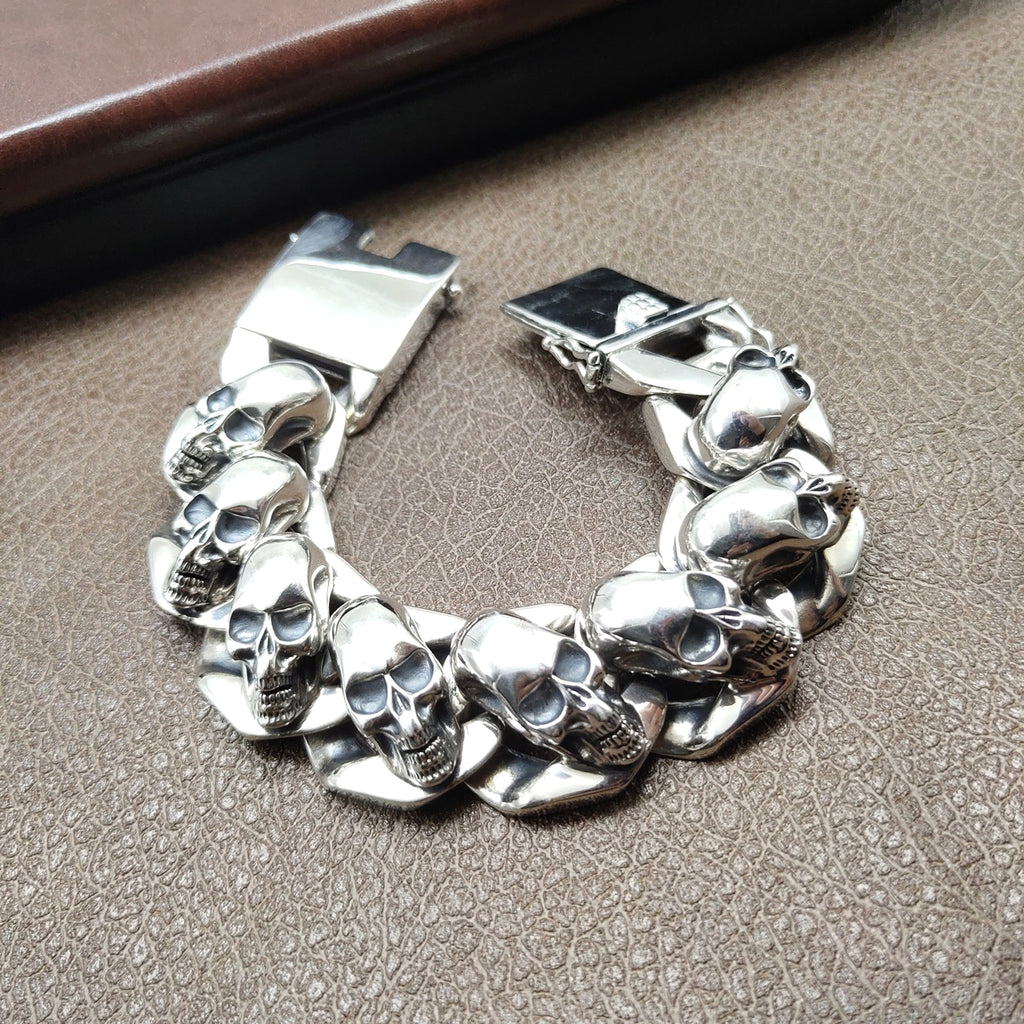 S925 Personality Feather Skull Bracelet For Men - enhanced image 5
