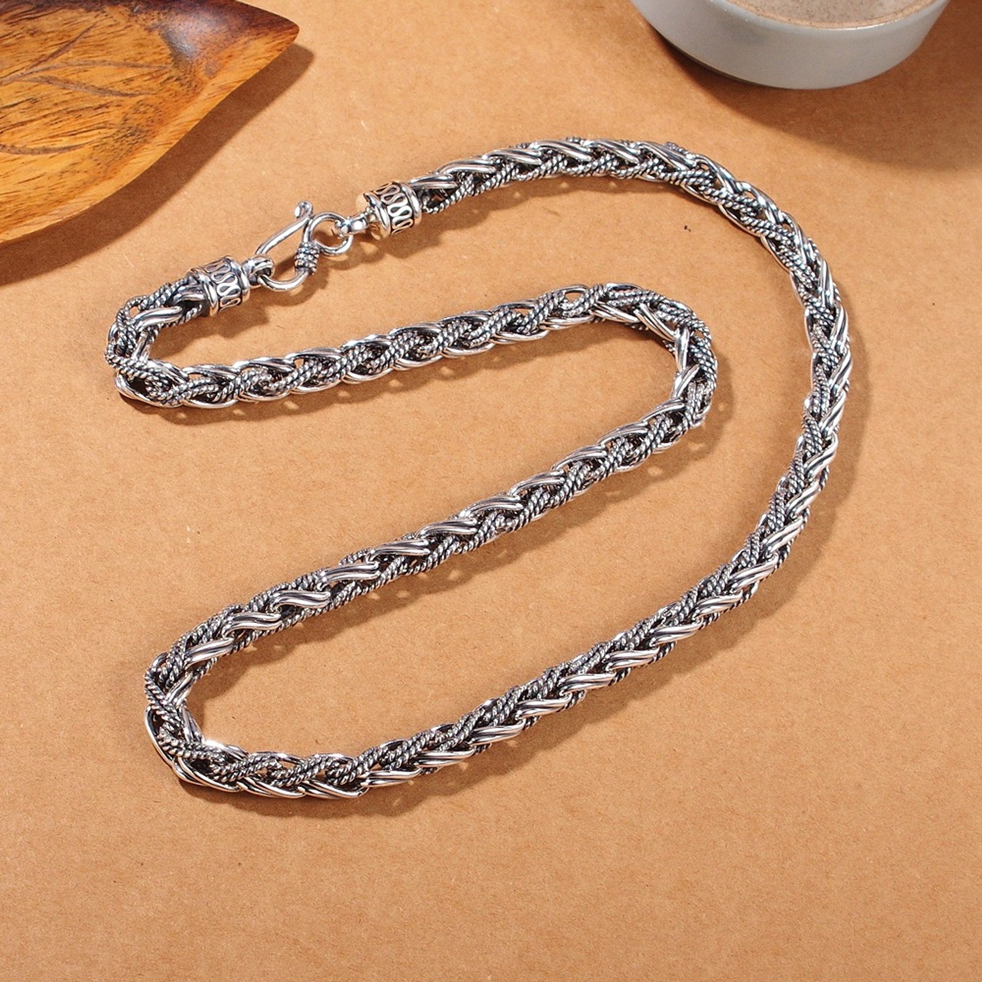 S925 Sterling Silver Handmade Hemp Rope Necklace For Men - enhanced image 5
