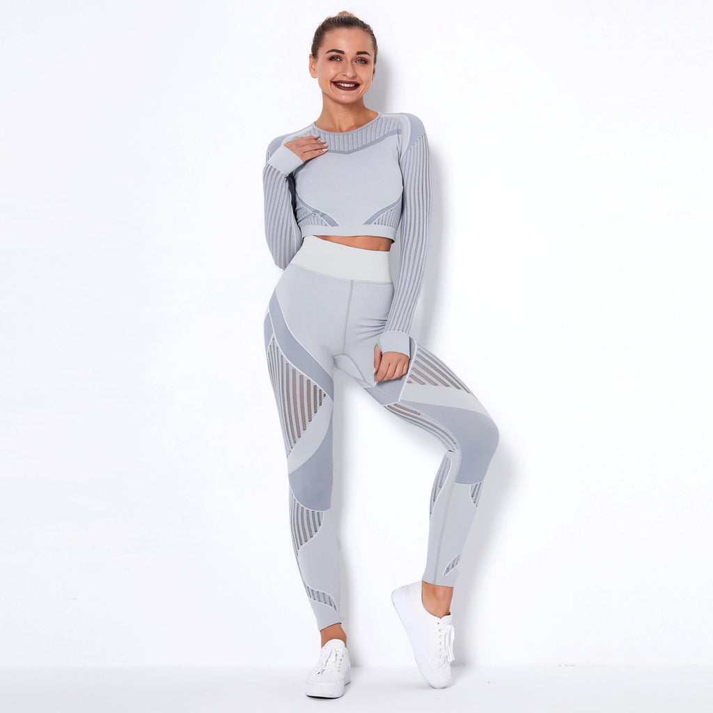 Seamless Knitted Absorbent Yoga Long-Sleeved Suit Yoga Wearsuit - enhanced image 5