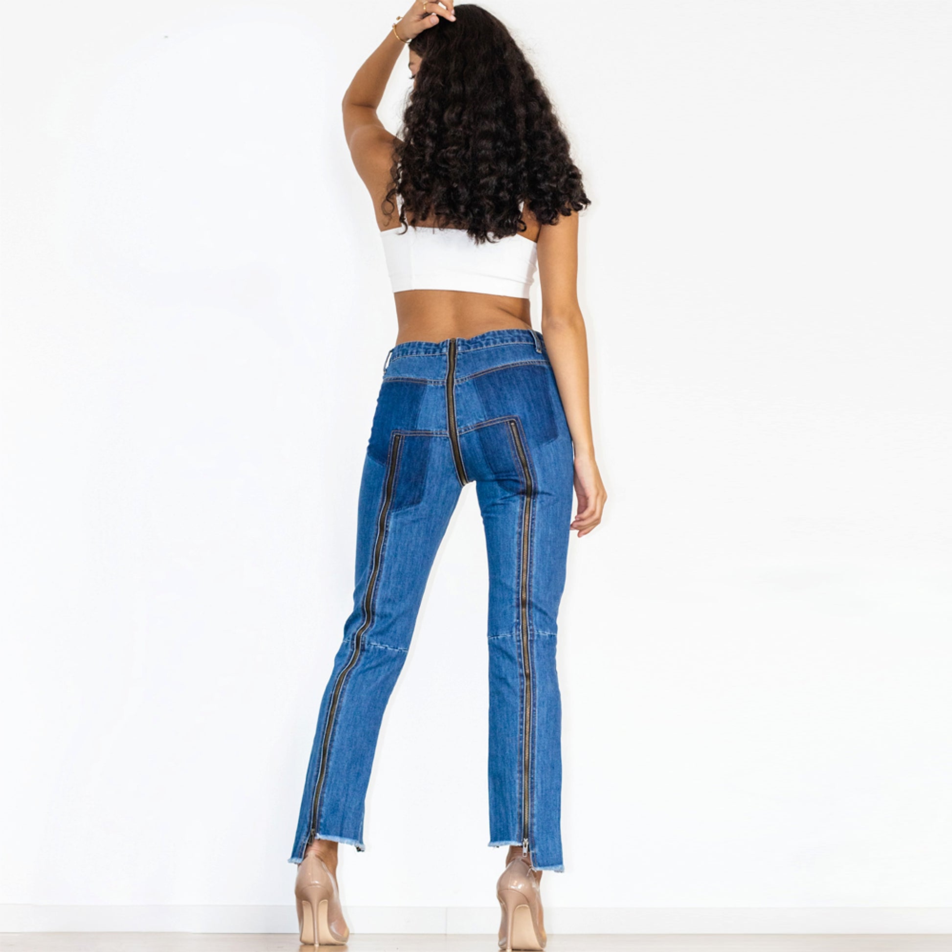 Shascullfites Melody Women Zipper Jeans Women Unique Dark Blue Denim Pants Hot Streetwear Party Club Dance Pants - enhanced image 5