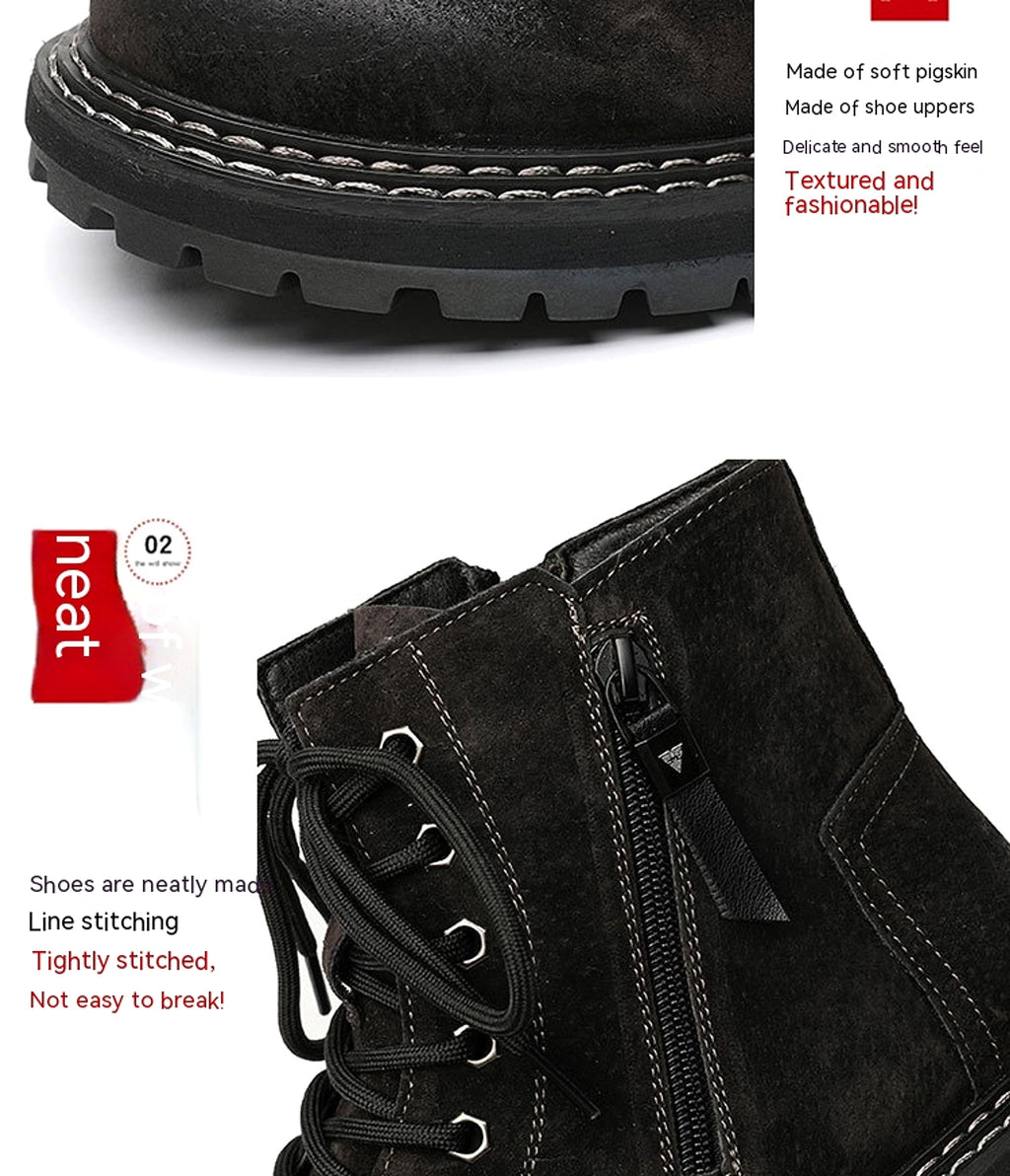 Side Zipper Seven-hole Super Popular Ins High Street Fashionable Handsome Ankle Boots - enhanced image 5