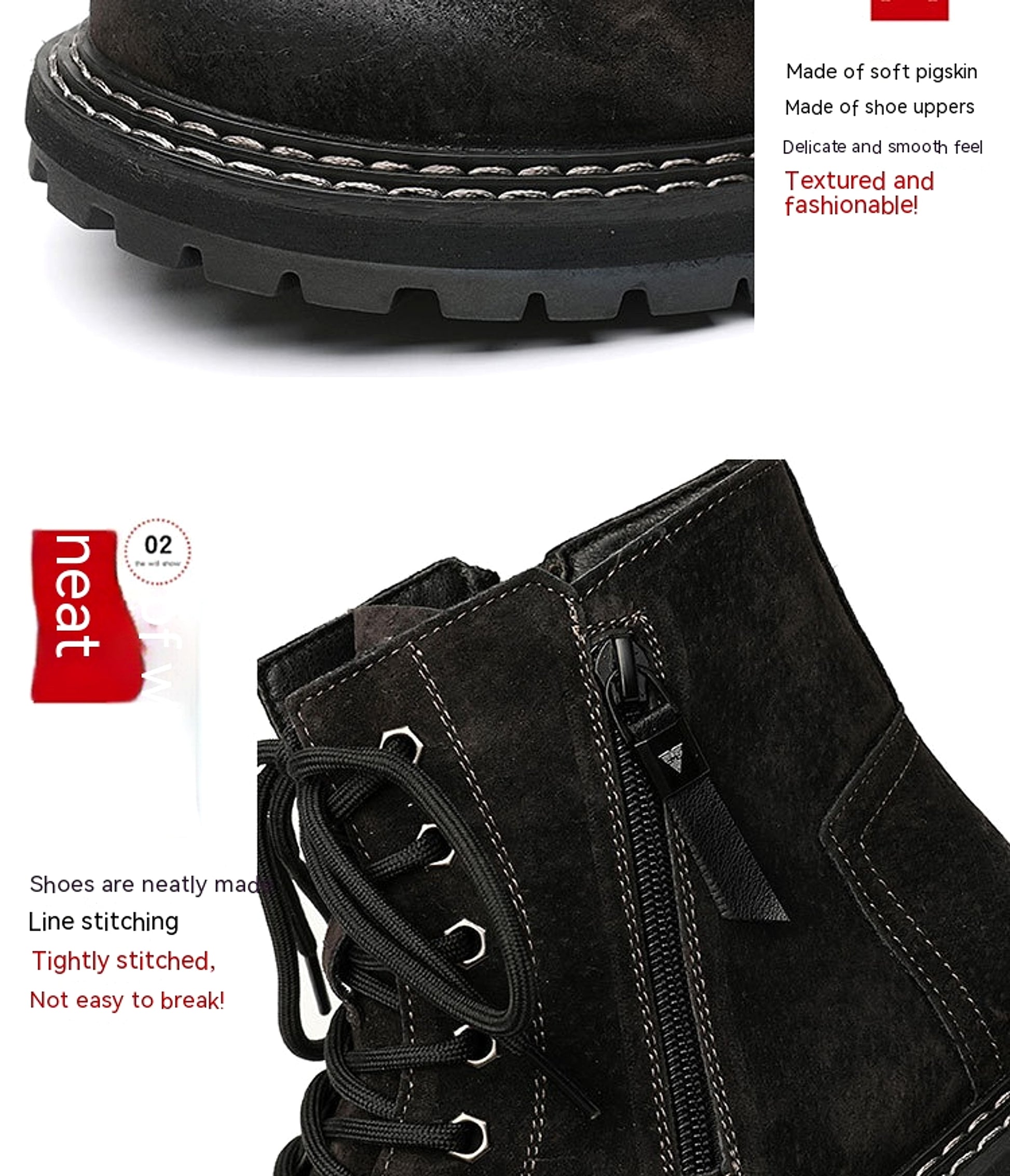 Side Zipper Seven-hole Super Popular Ins High Street Fashionable Handsome Ankle Boots - enhanced image 5