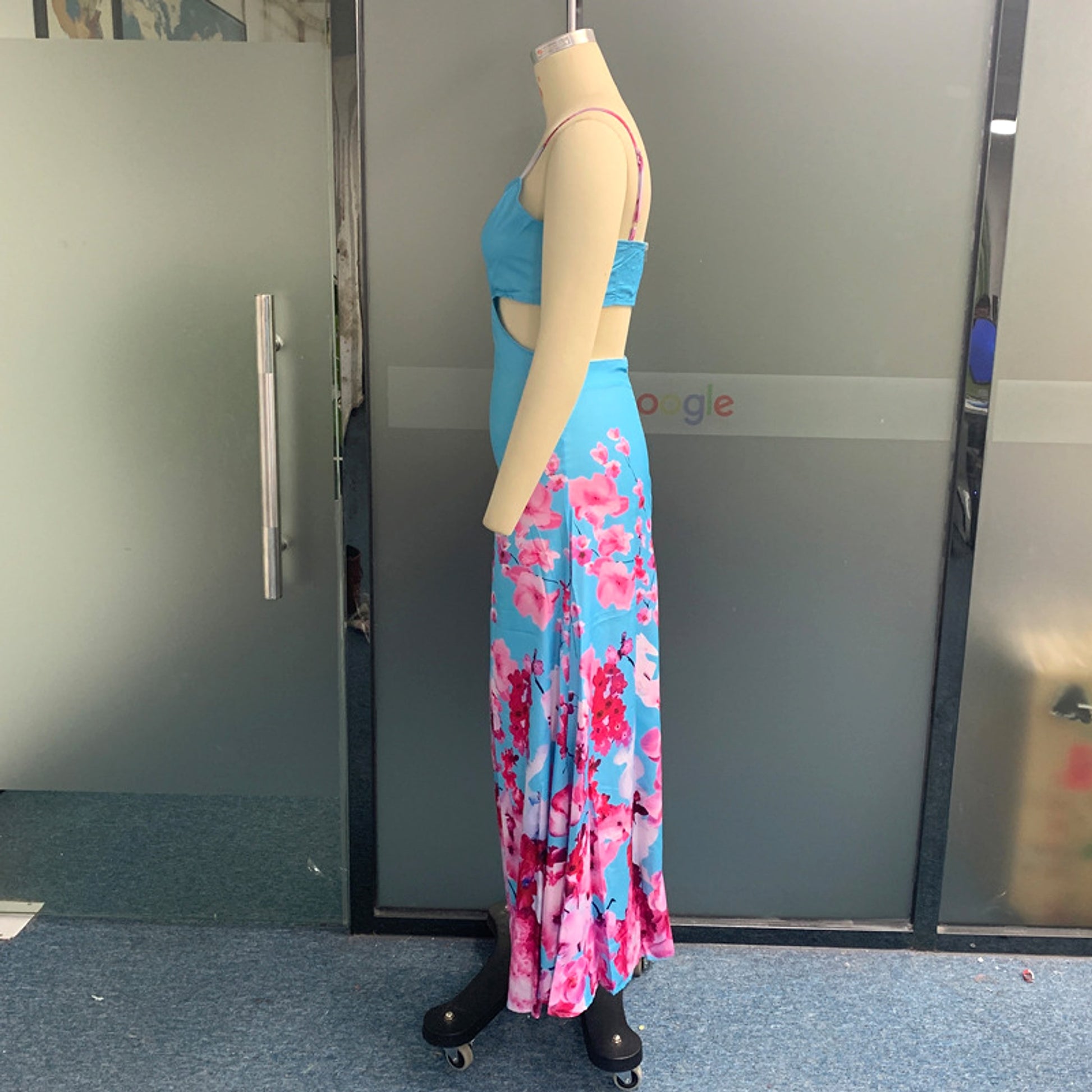 Silk Surface Ripped Sheath Cutout Sling Dress - enhanced image 5