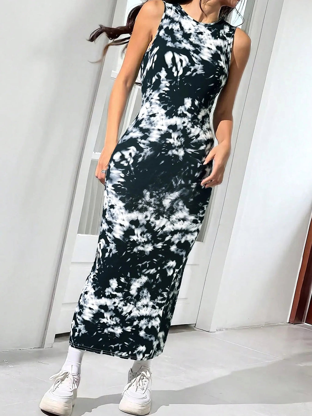 Sleeveless Tie Dye Bodycon Maxi Dress - enhanced image 5