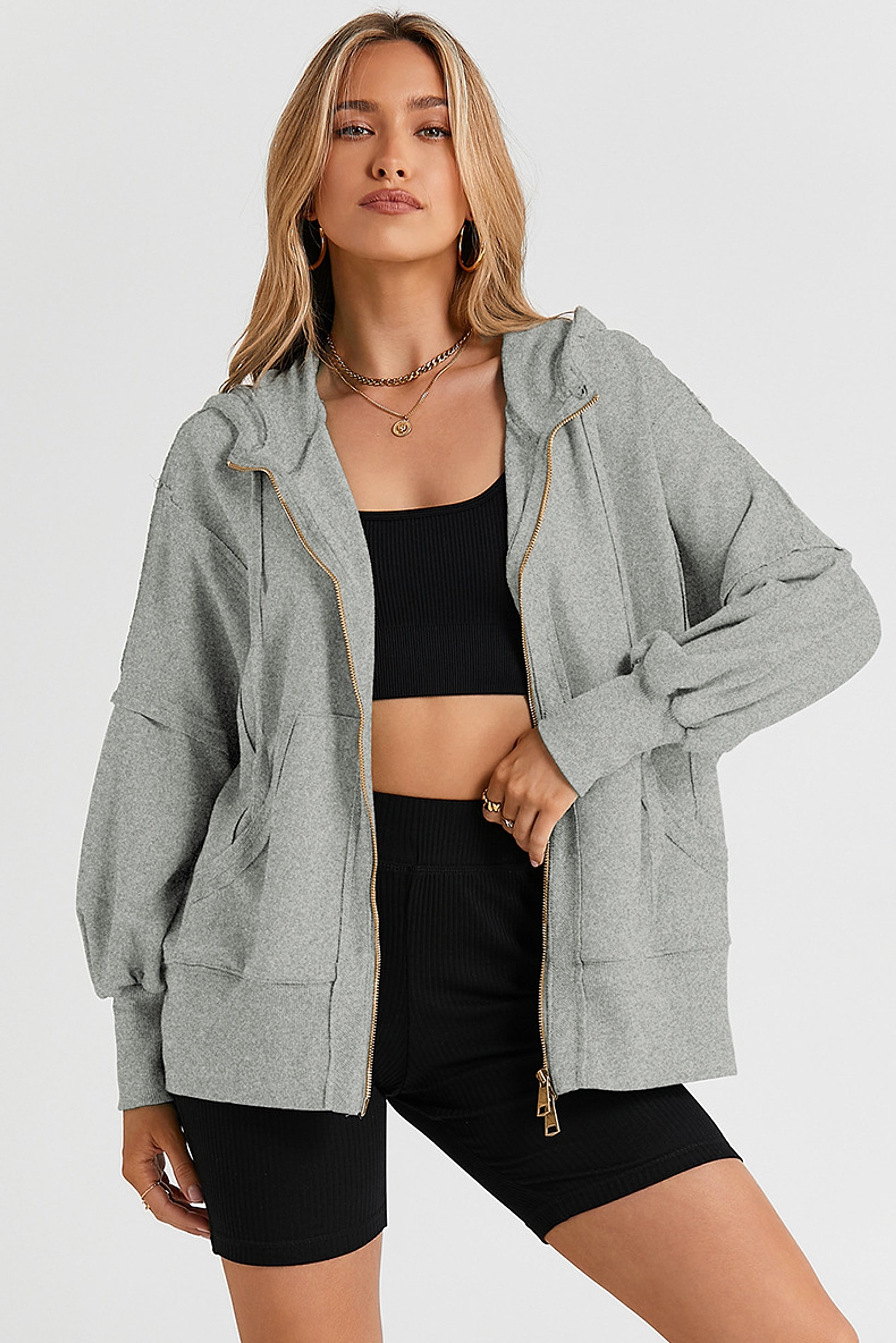 Solid Color Long Sleeve Sweater For Women (Zipper) - enhanced image 5