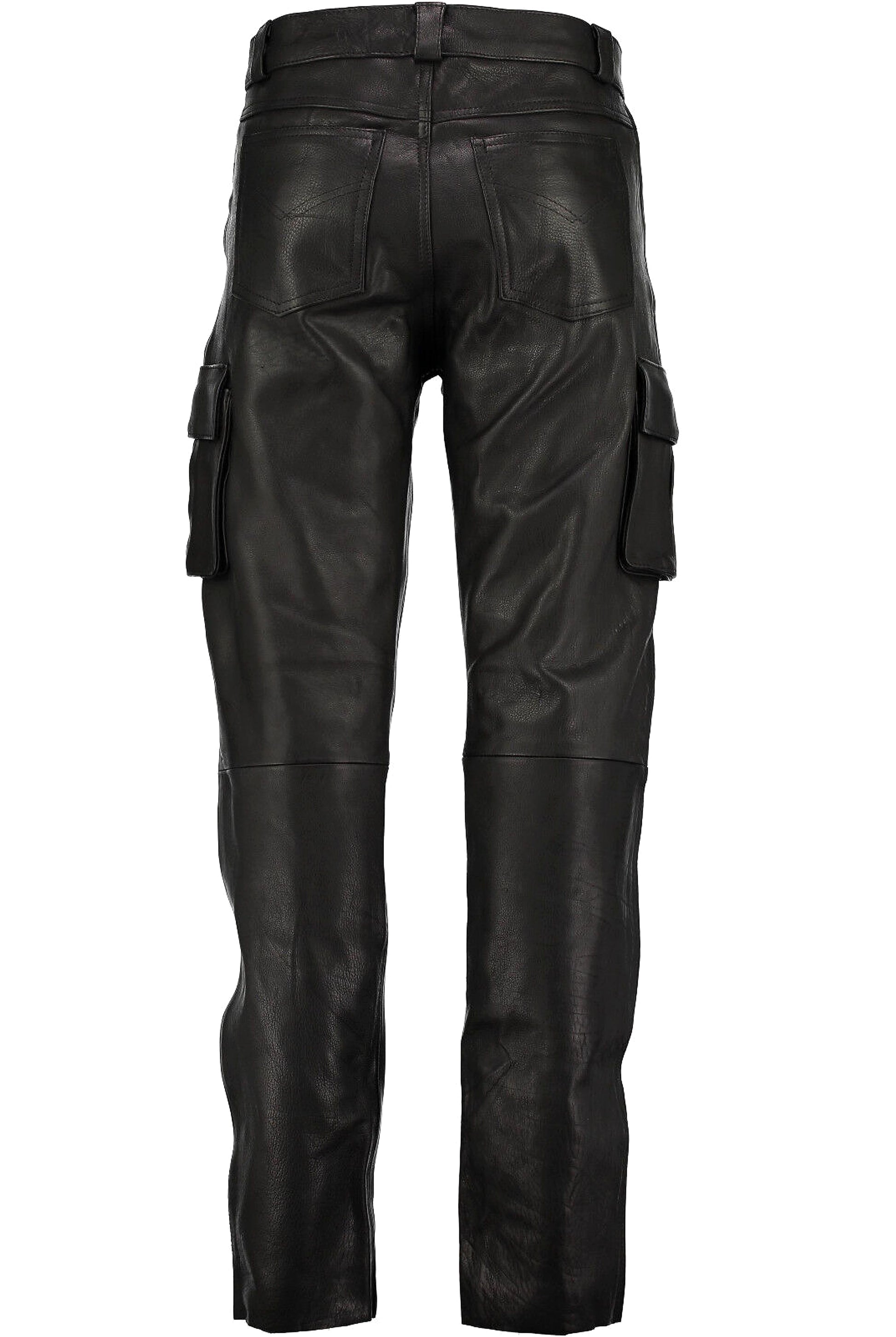 Solid Color Men's PU Leather Men Jeans Pants - enhanced image 5