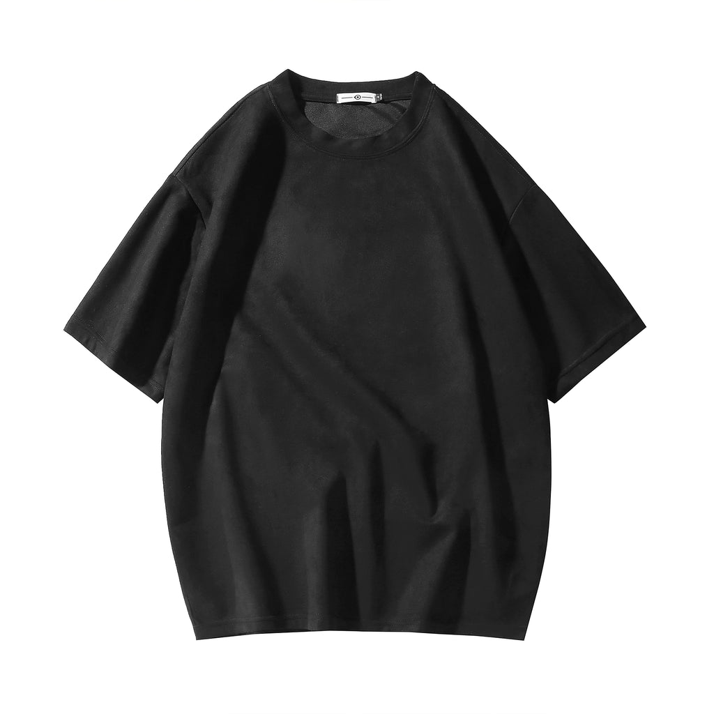 Solid Color Plus Size Casual American Suede Light Board Short Sleeve Men - enhanced image 5