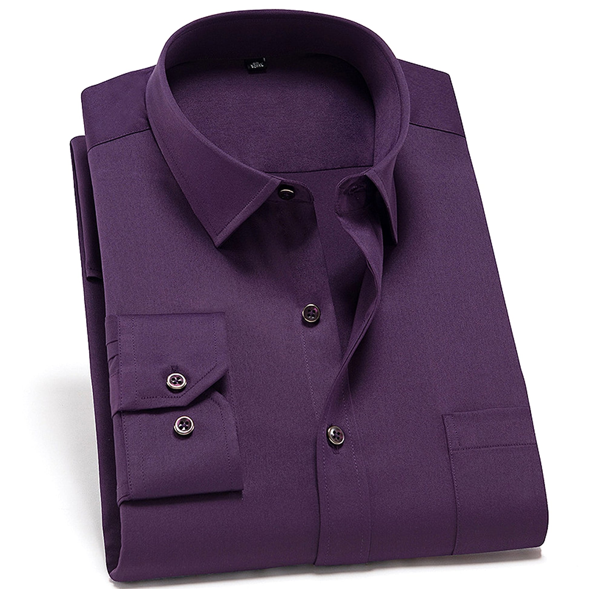 Solid Color DressShirt Men's Non-ironing Stretch Breathable Business Casual - enhanced image 5