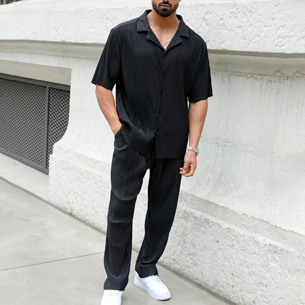 Sports Men Suit Fashion Casual Short-sleeved Trousers Two-piece Set - enhanced image 5