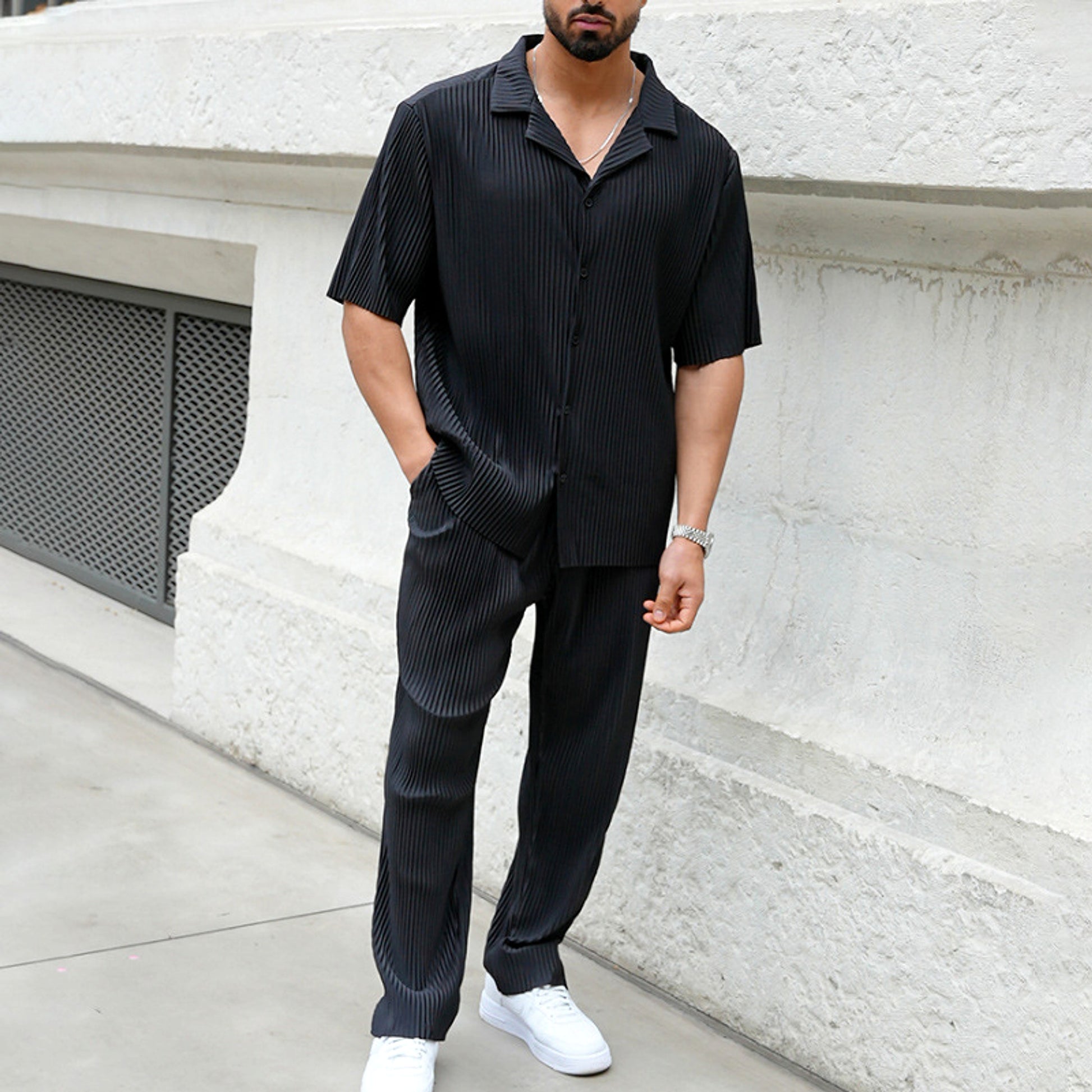 Sports Men Suit Fashion Casual Short-sleeved Trousers Two-piece Set - enhanced image 5