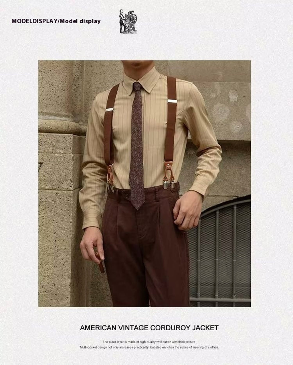 Spring And Autumn Vintage Striped Shirt Men - enhanced image 5