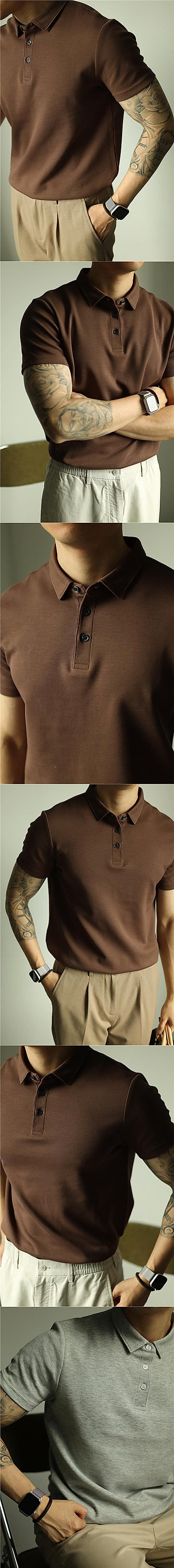 Chic Summer Polo: Modern Lapel Short Sleeve Shirt - enhanced image 5