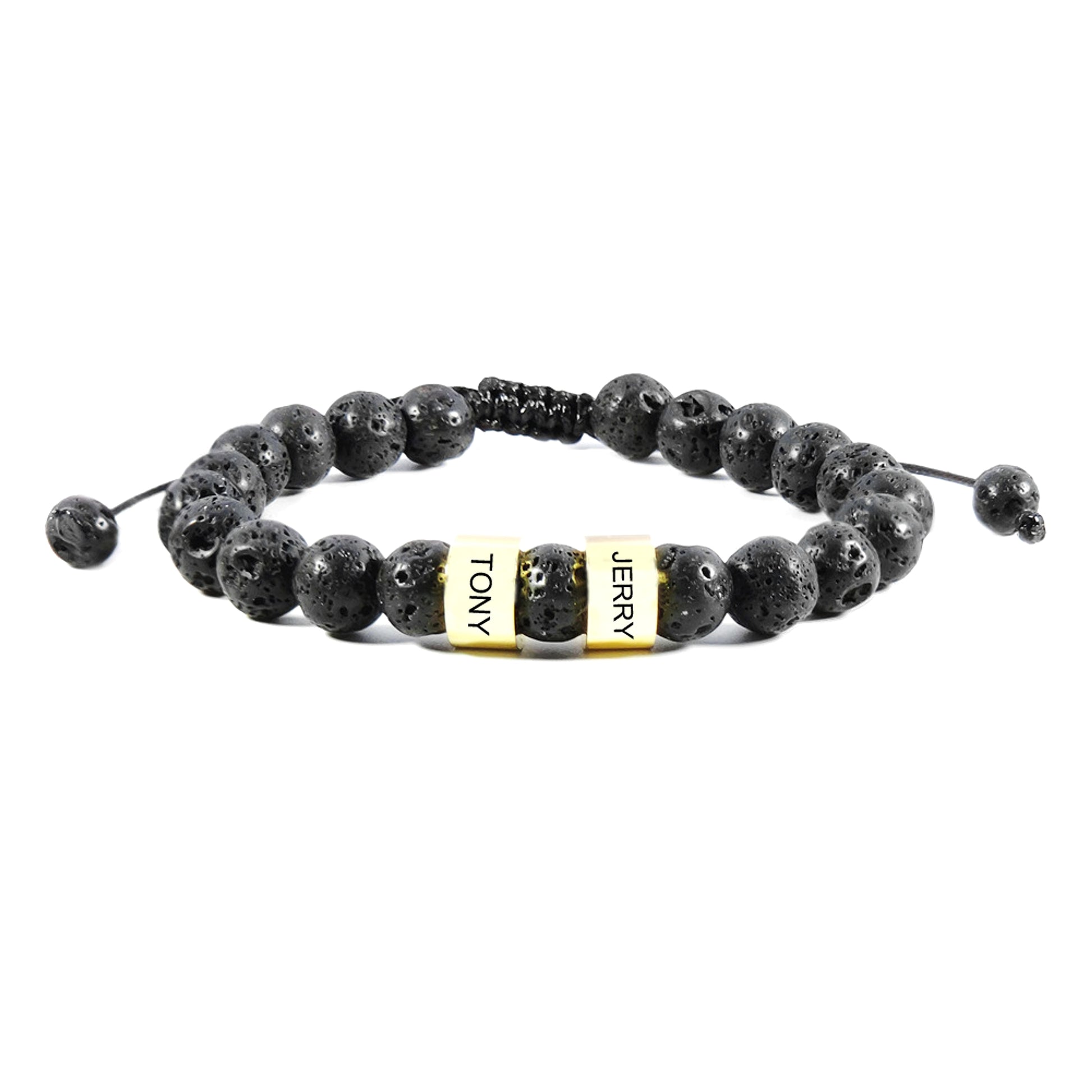 Stainless Steel Bead Bracelet – Adjustable Black Lava Stone Bracelet - enhanced image 5