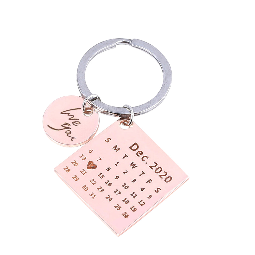 Personalized Stainless Steel Calendar Keychain – Custom Engraved Date Gift - enhanced image 5