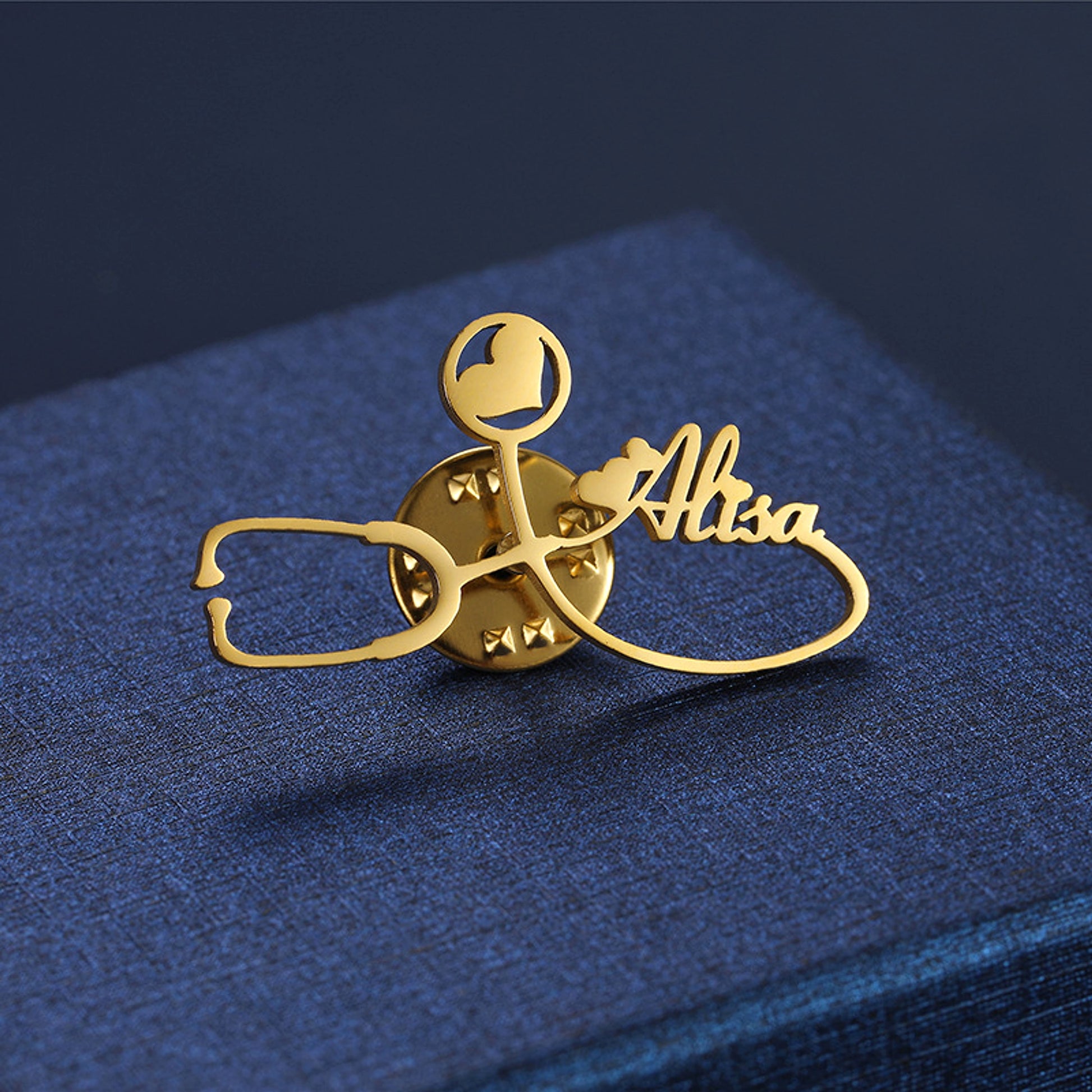 Stainless Steel DIY Name Letter Stethoscope Brooch - enhanced image 5