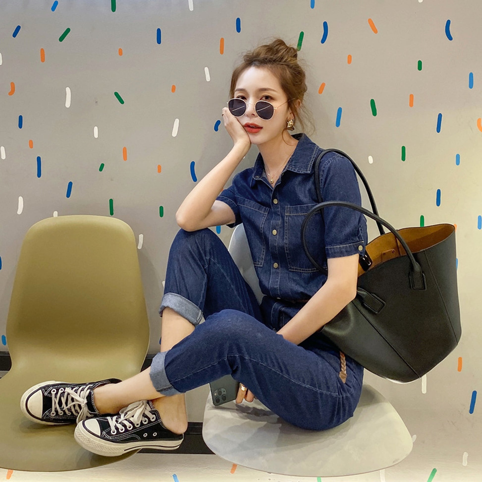 Summer New Short-sleeved Jumpsuit Overall Jeans Clothes Women's Jumpsuit - enhanced image 5