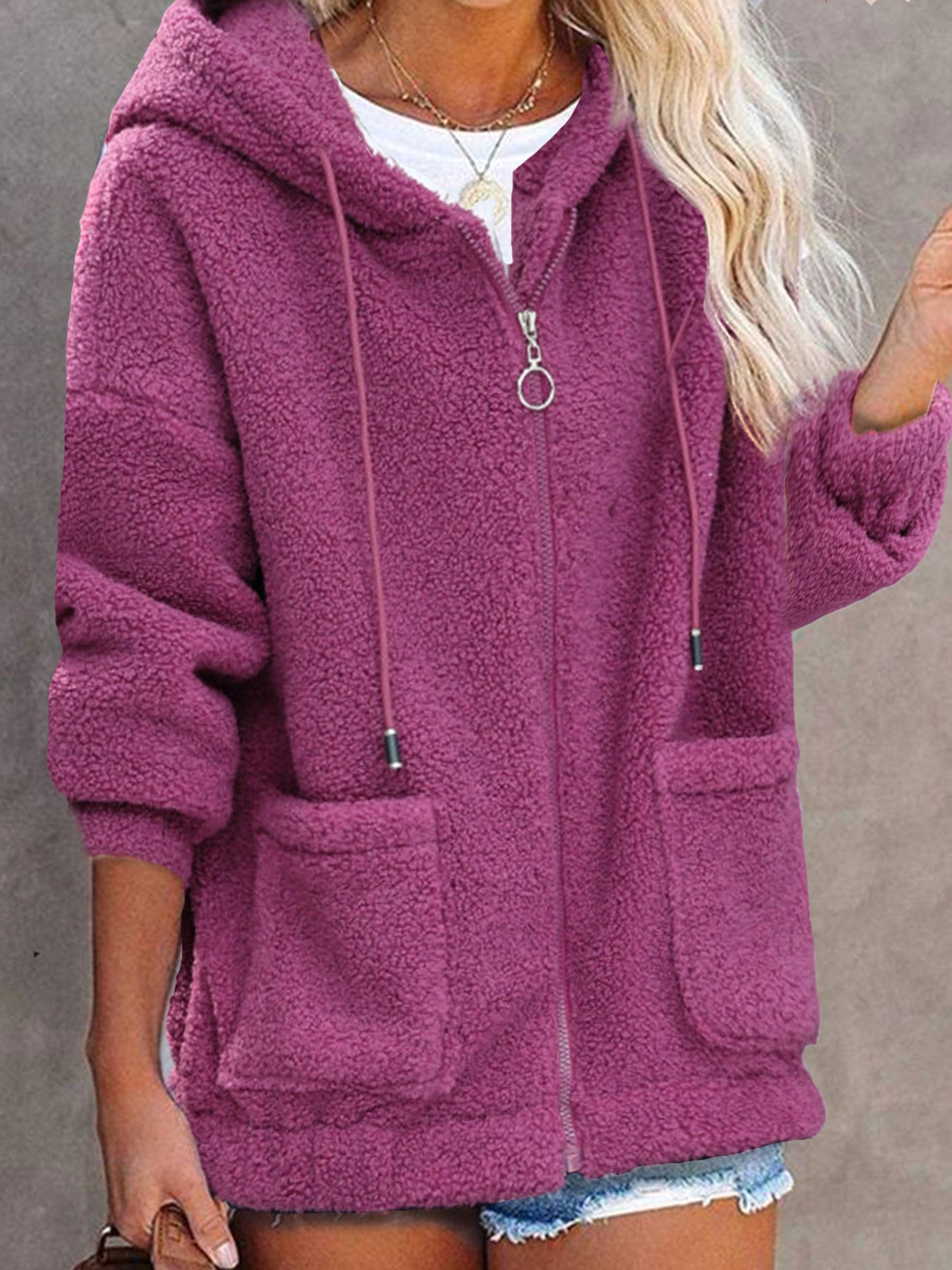Sweater Buttonless Women Zipper Hoodie - enhanced image 5