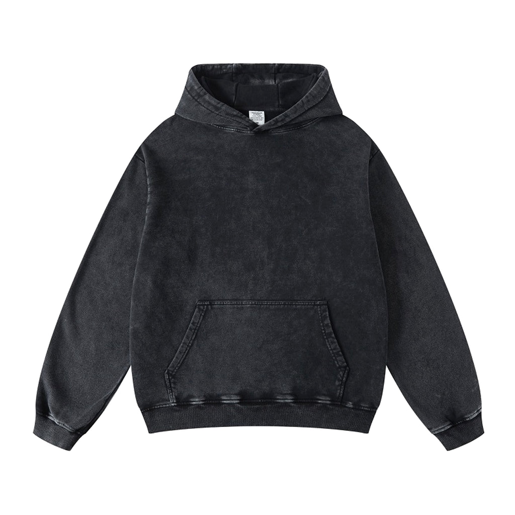 Thickened Washed Old Gradient Solid Color Batik Hooded Sweater For Men - enhanced image 5