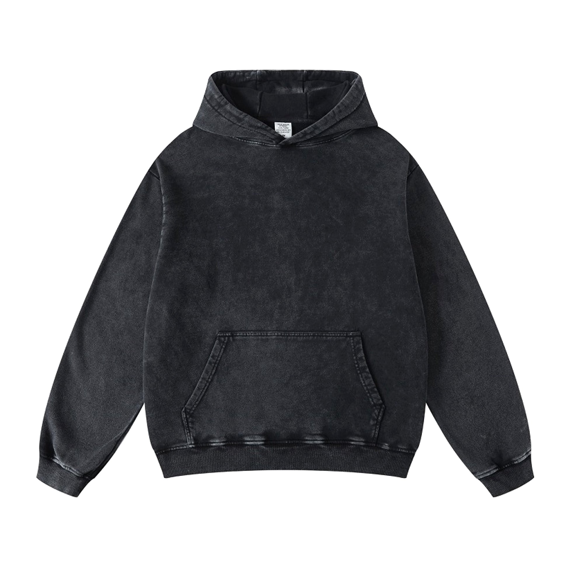 Thickened Washed Old Gradient Solid Color Batik Hooded Sweater For Men - enhanced image 5