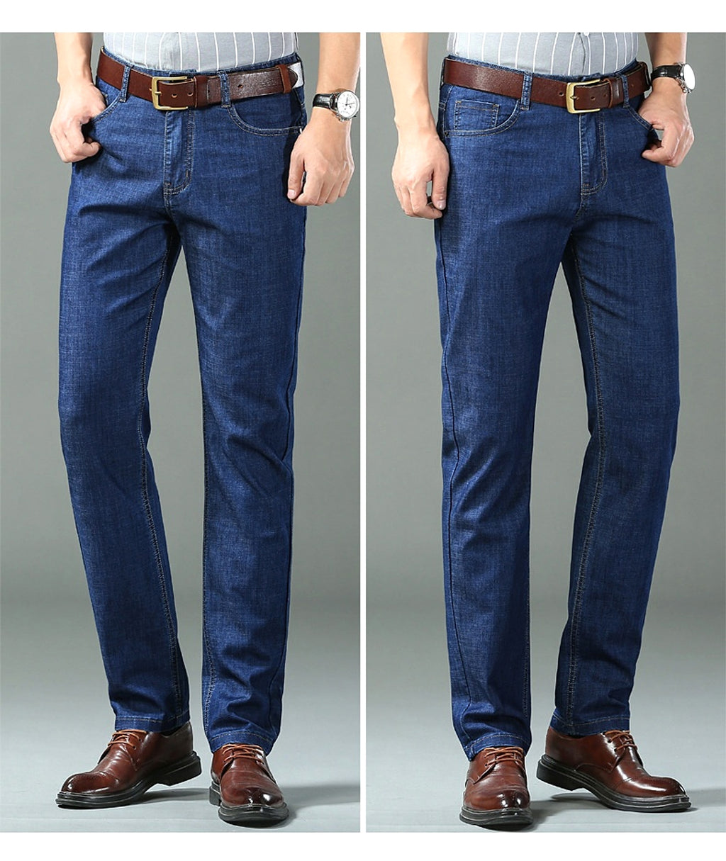 Thin Summer Cotton Elastic Ice Silk Quality Mid-high Waist Jeans - enhanced image 5