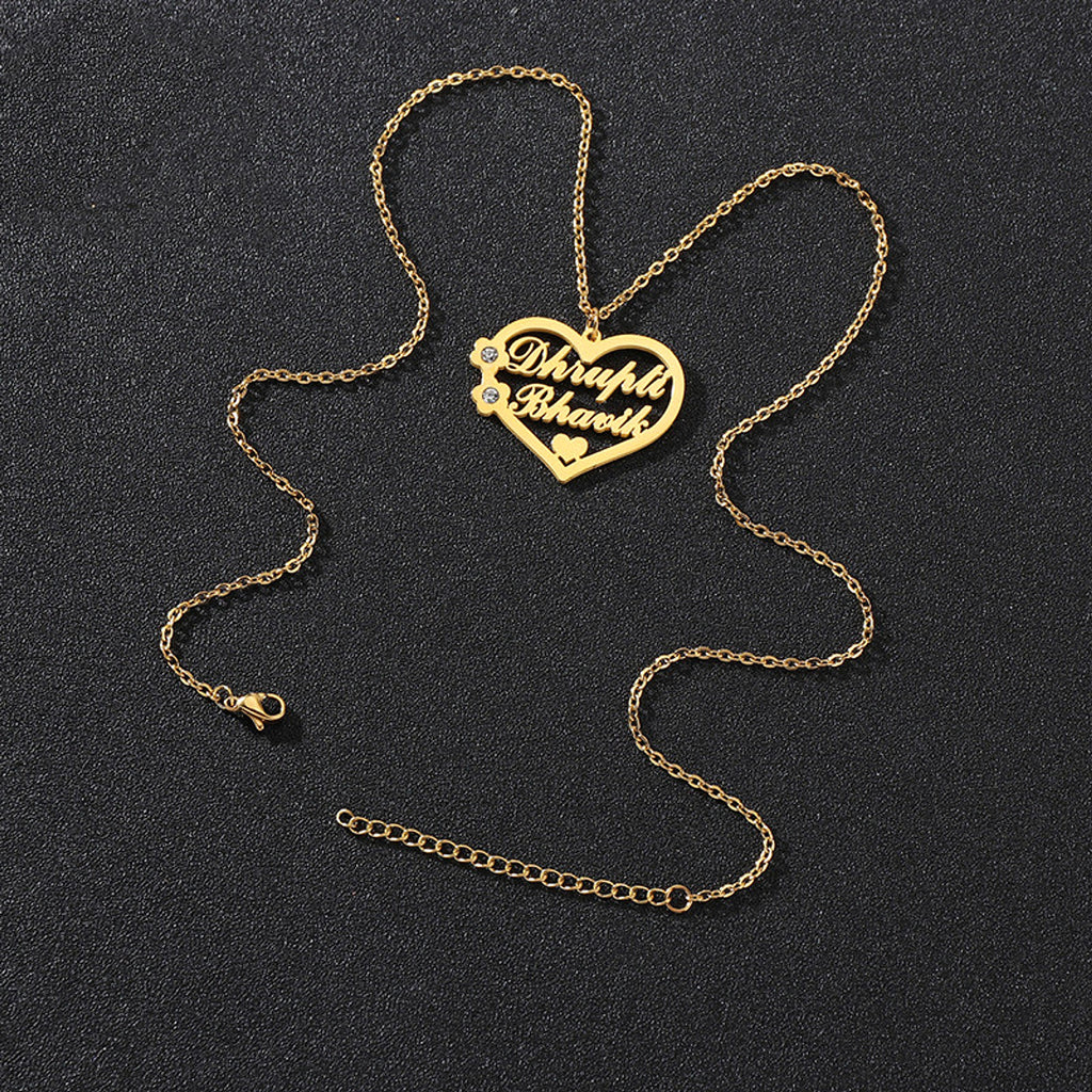 Titanium Steel Cut Heart-shaped Name Necklace Hollow Peach Heart With Diamonds - enhanced image 5