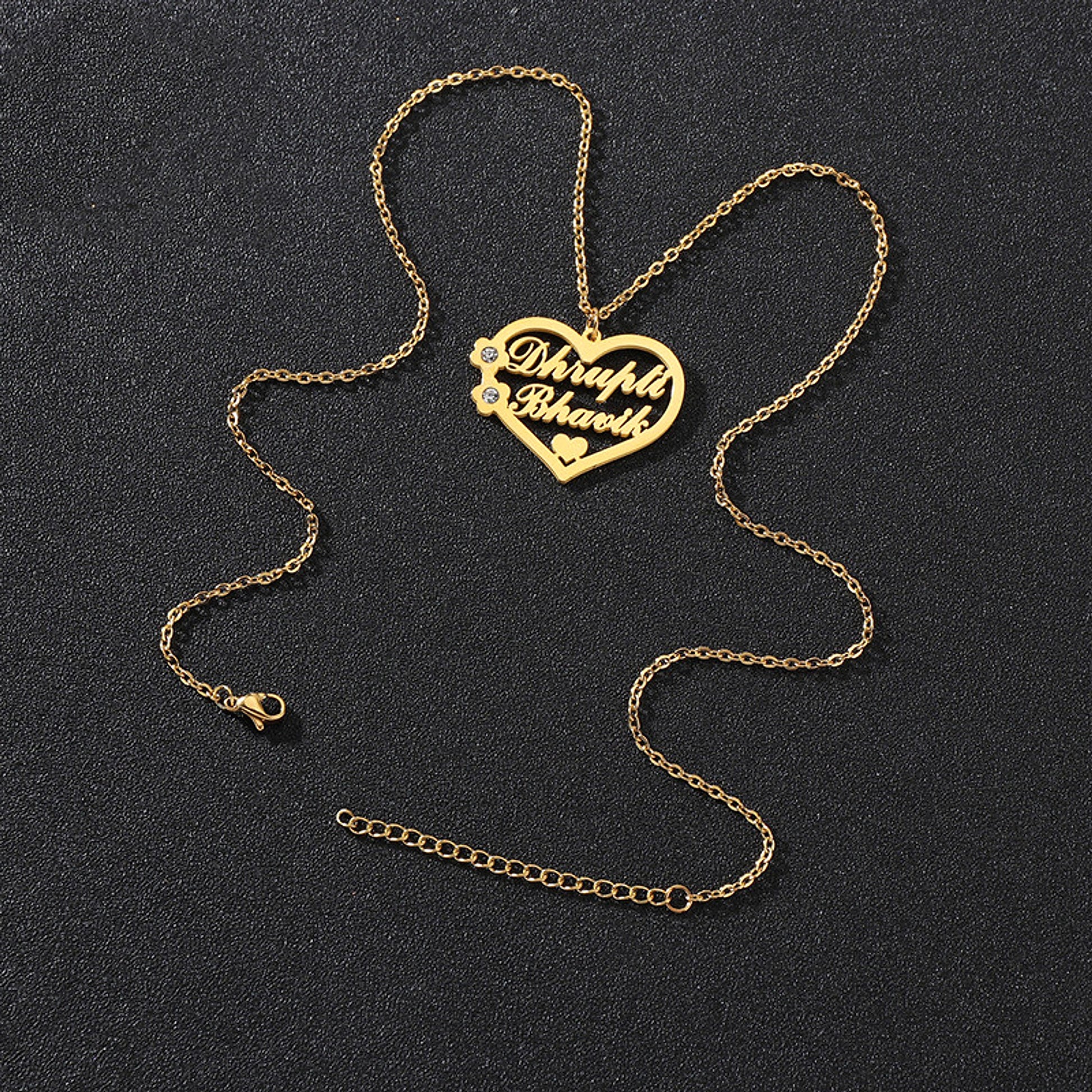 Titanium Steel Cut Heart-shaped Name Necklace Hollow Peach Heart With Diamonds - enhanced image 5