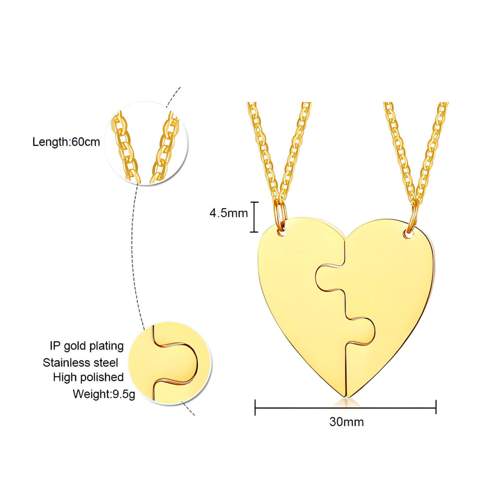Titanium Steel Heart-Shaped Friendship Pendant – Two-Piece Jewelry - enhanced image 5