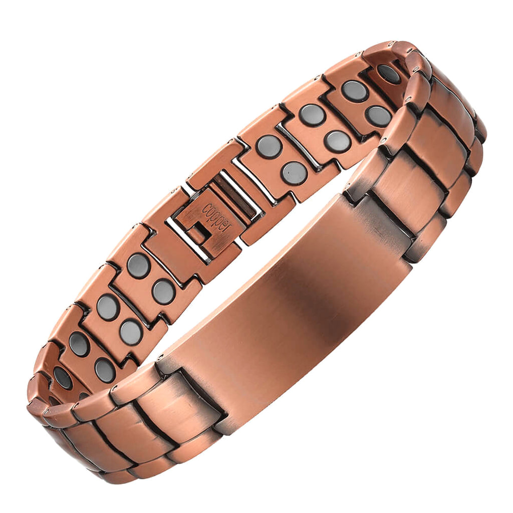 Turtle Back Double Row Magnet Red Copper Bracelet Men's Bracelet - enhanced image 5