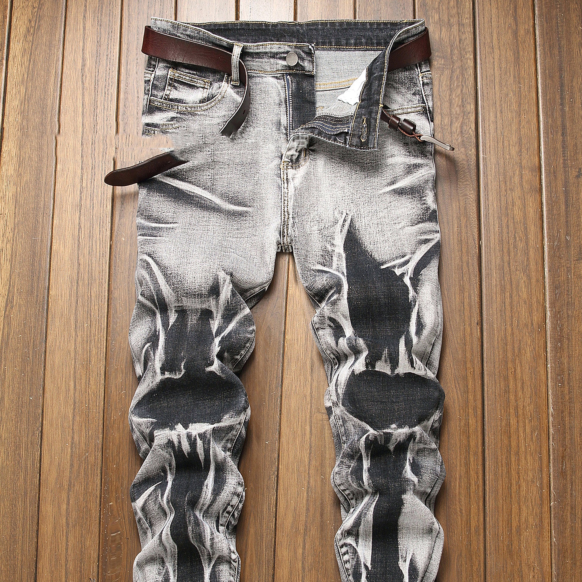 Urban Edge – Men’s Slim Fit Gray Washed Jeans - enhanced image 5