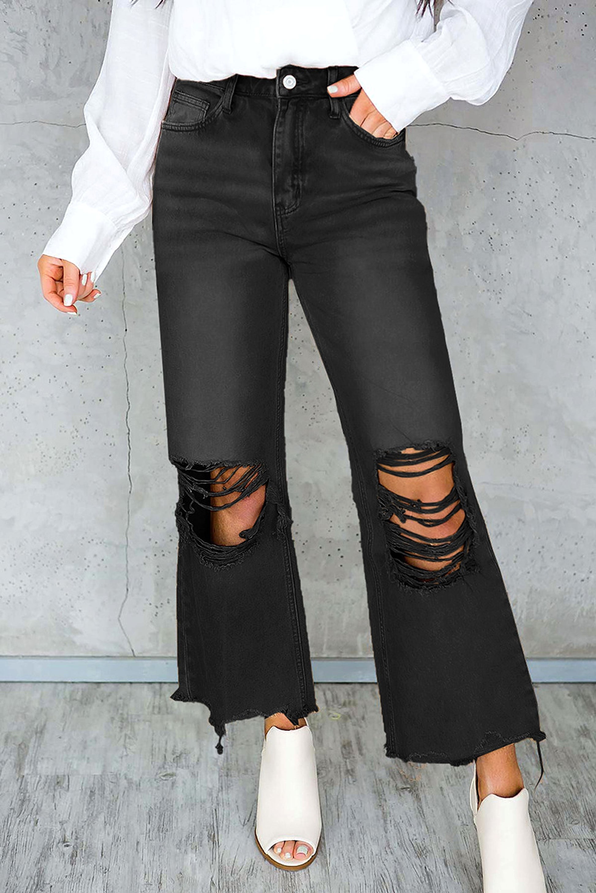 UrbanEdge™ Women's Jeans – High-Waist, Vintage-Ripped Style - enhanced image 5